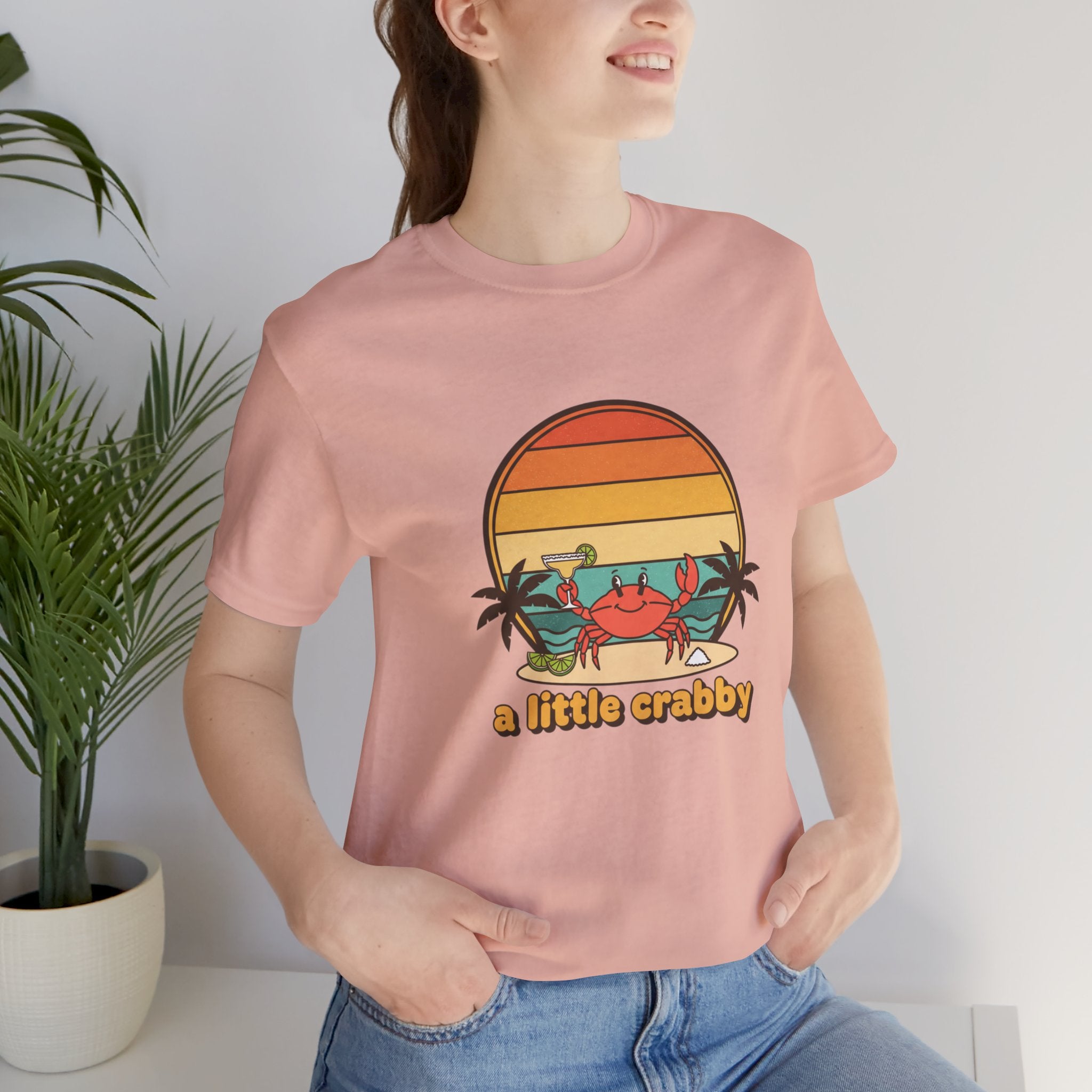 A Little Crabby Crab Sunset T-Shirt | Beach Palm Illustration
