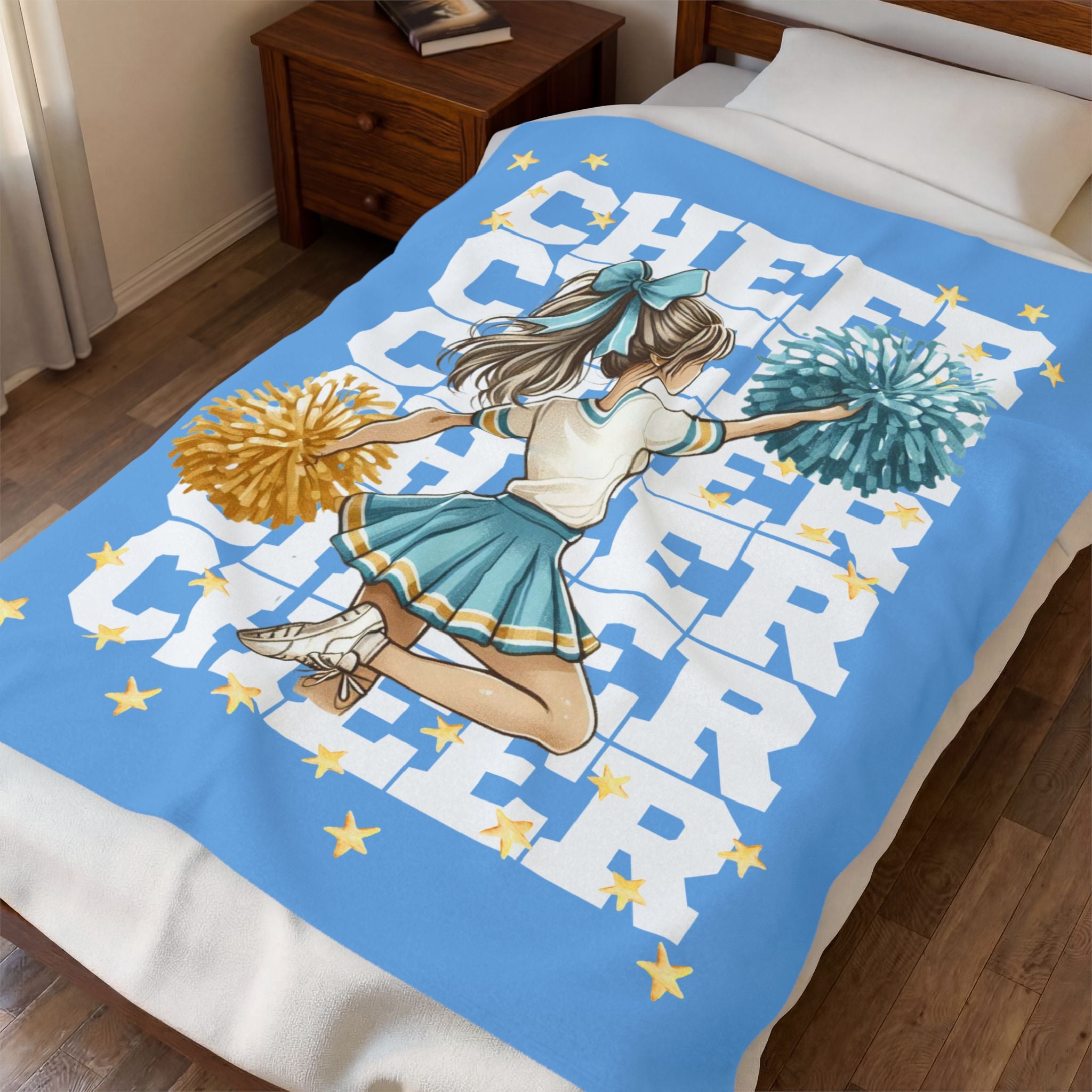 Cheerleader Velveteen Plush Blanket - Cozy Throw for Sports Fans, Cheer Events, Cheer MOM gift, Gift Idea for Cheerleaders, Soft Blanket