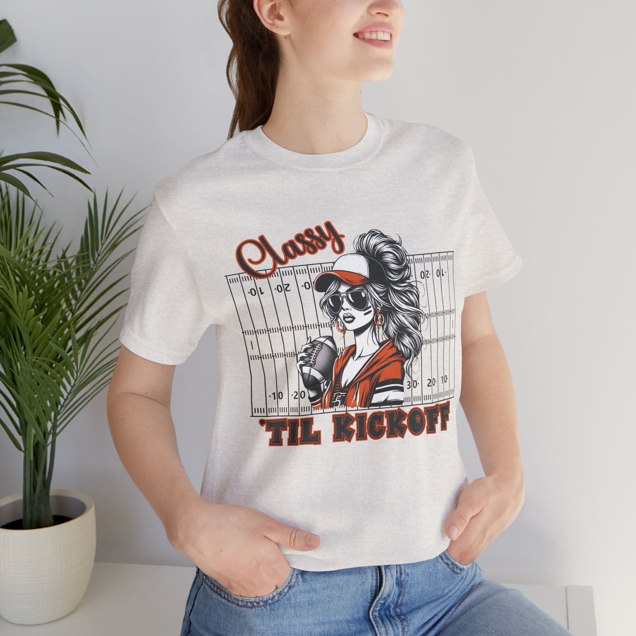 Classy Til Kickoff Football T-Shirt | Womens Game Day Tee | Cute Football Mom Shirt | Tailgate Outfit Fall Sports Fan Gift