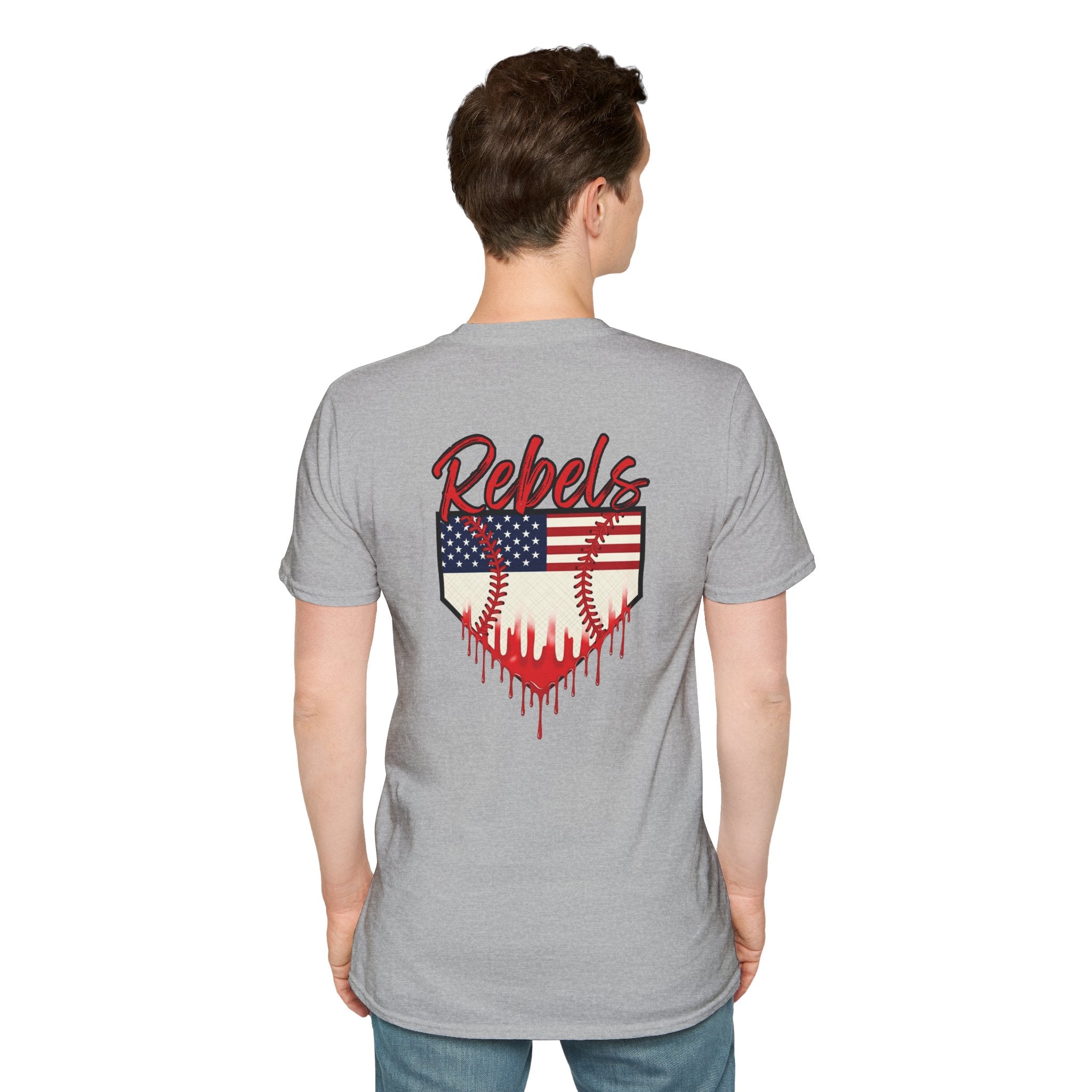 Rebels American Flag Baseball T-Shirt |American Flag Home Plate Drip Design