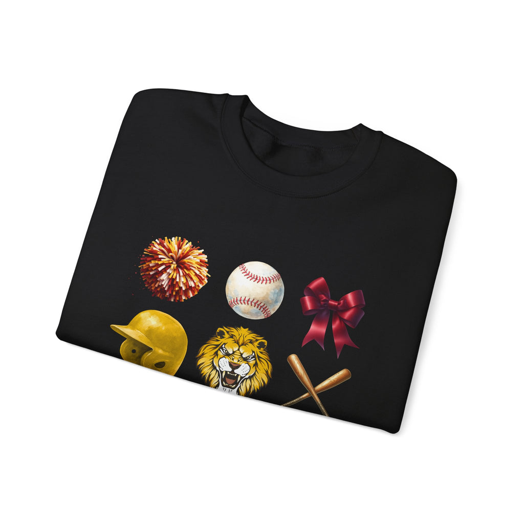 Liberty Lions baseball icons Sweatshirt | lion helmet bats bow pom pom