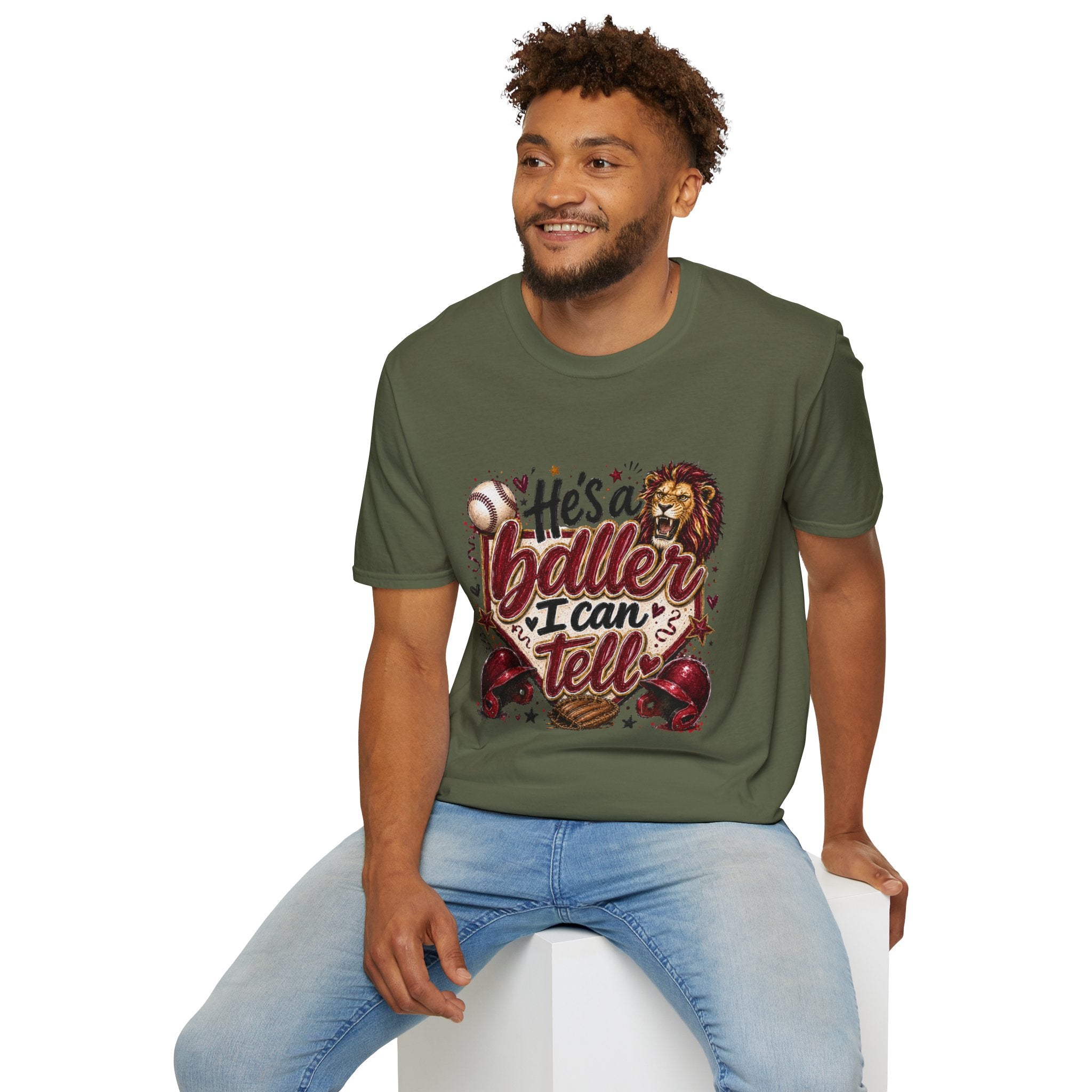 He's a Baller Lion baseball T-Shirt | Sports graphic tee