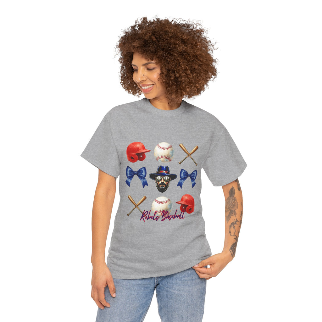 Rebels Baseball Helmet & Bats T-Shirt | Baseball Icons, Bow, Player Portrait