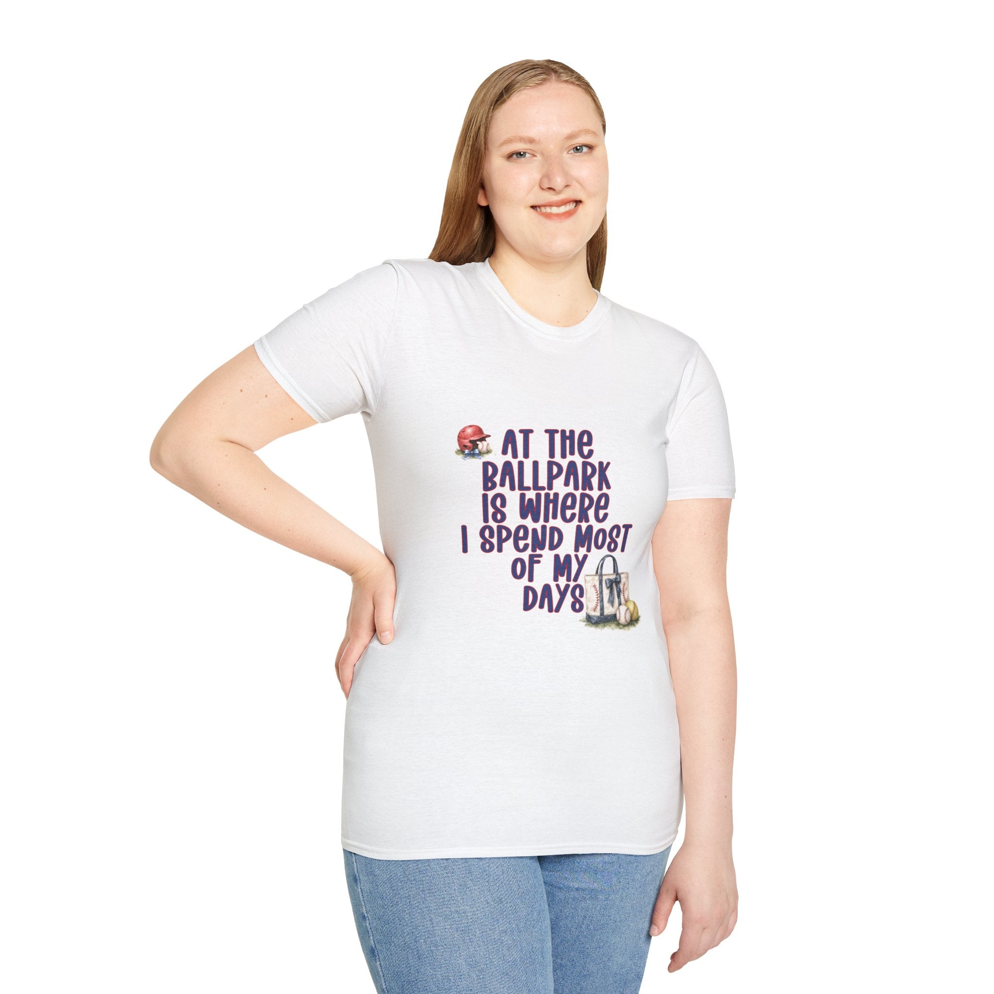 Baseball Fan T-Shirt — "At the Ballpark Is Where I Spend Most of My Days" Graphic Tee