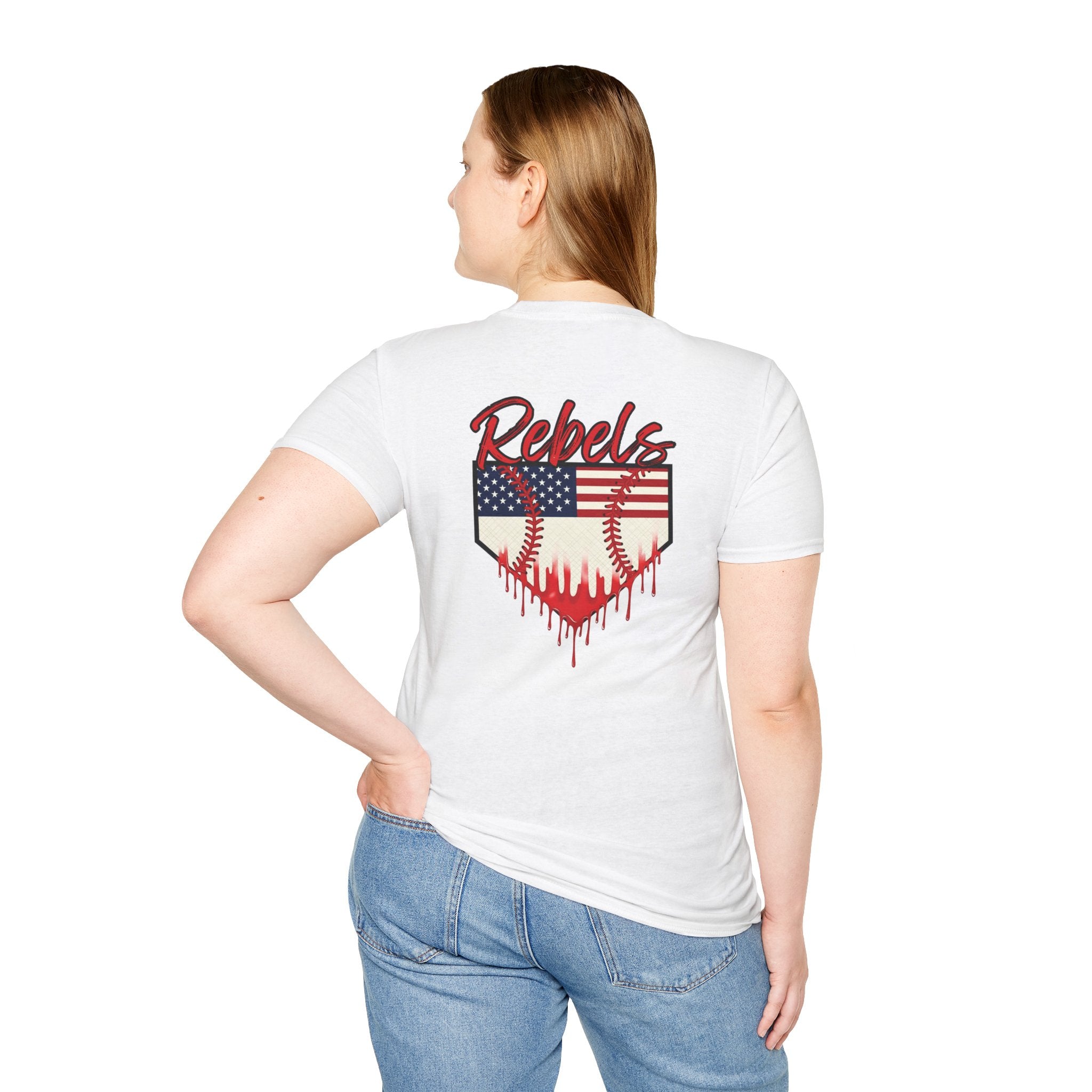 Rebels American Flag Baseball T-Shirt |American Flag Home Plate Drip Design