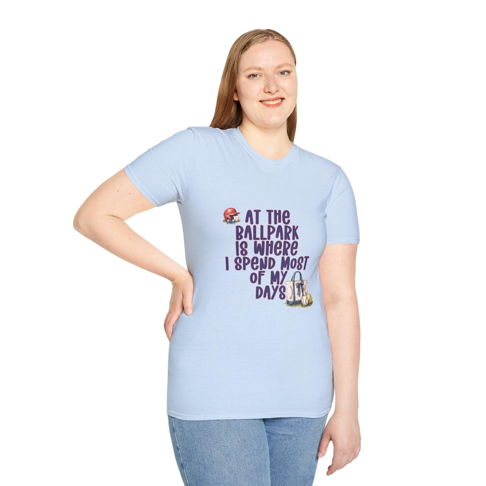 Baseball Fan T-Shirt — "At the Ballpark Is Where I Spend Most of My Days" Graphic Tee