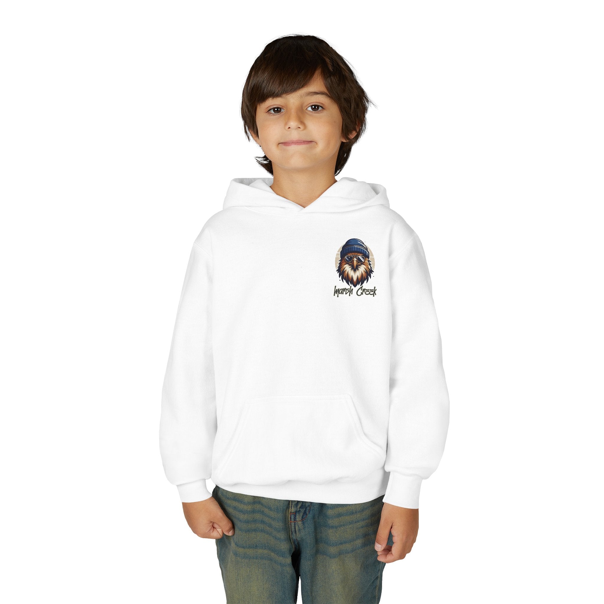 Hawks Nest Eagle Beanie Illustration Hoodie | Youth Hooded Sweatshirt