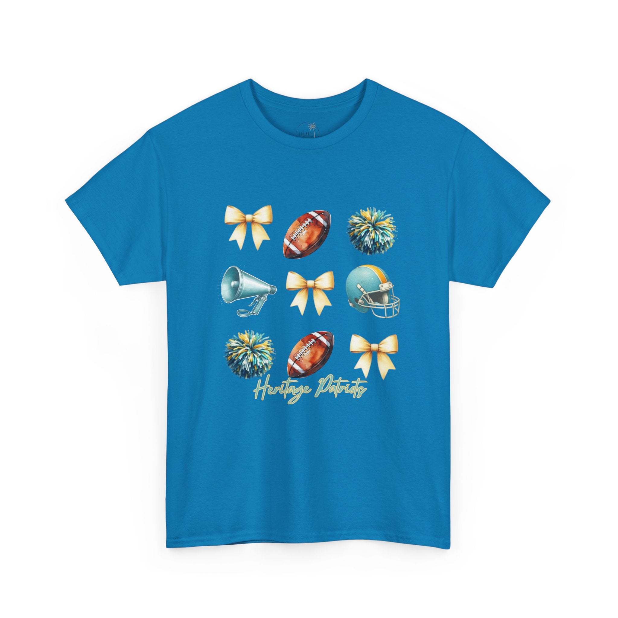 Heritage Patriots Football Icons Tee | Helmet, Ball, Pom Pom, Megaphone
