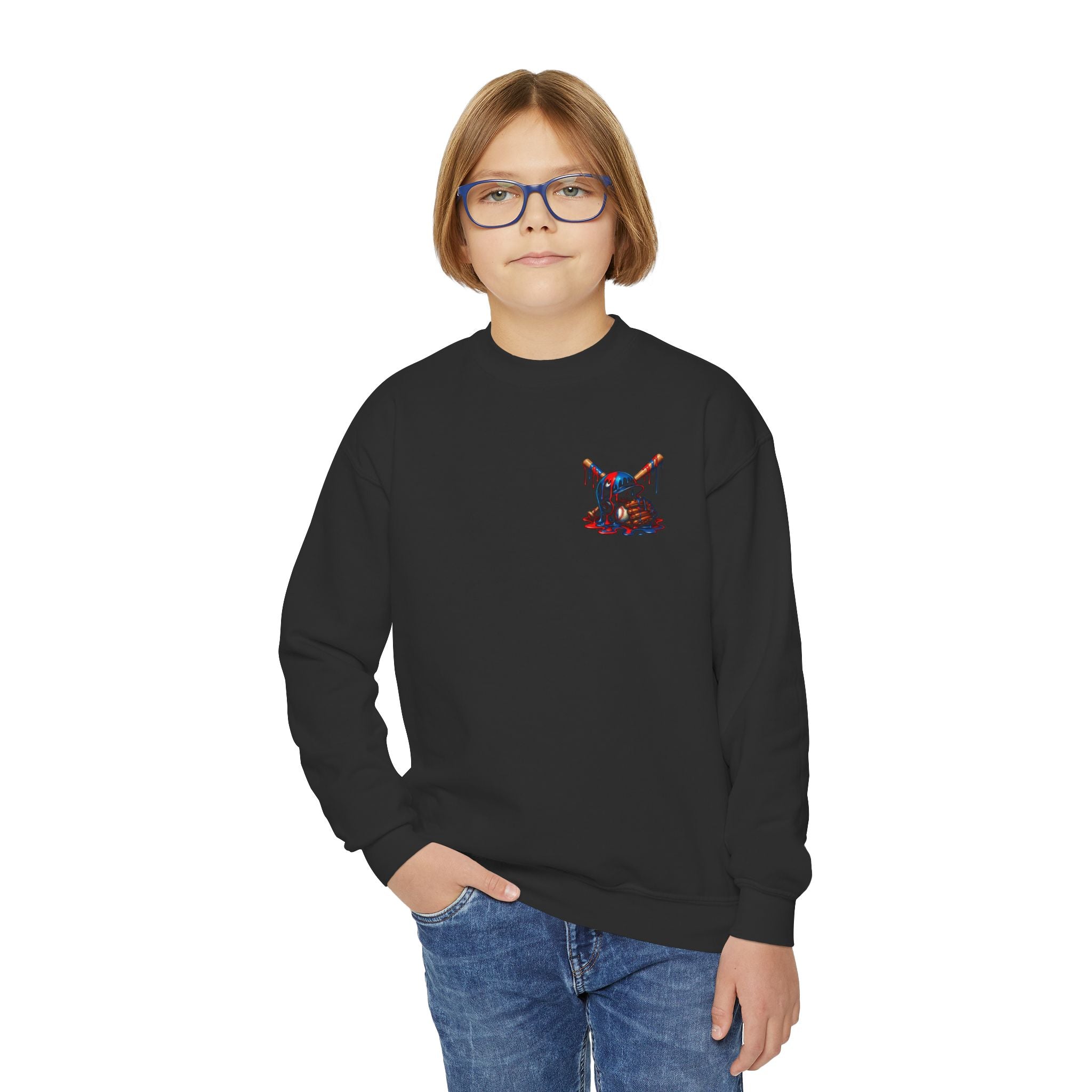 Drip Baseball Helmet Youth Sweatshirt | Drip Graphic, Sports Skull