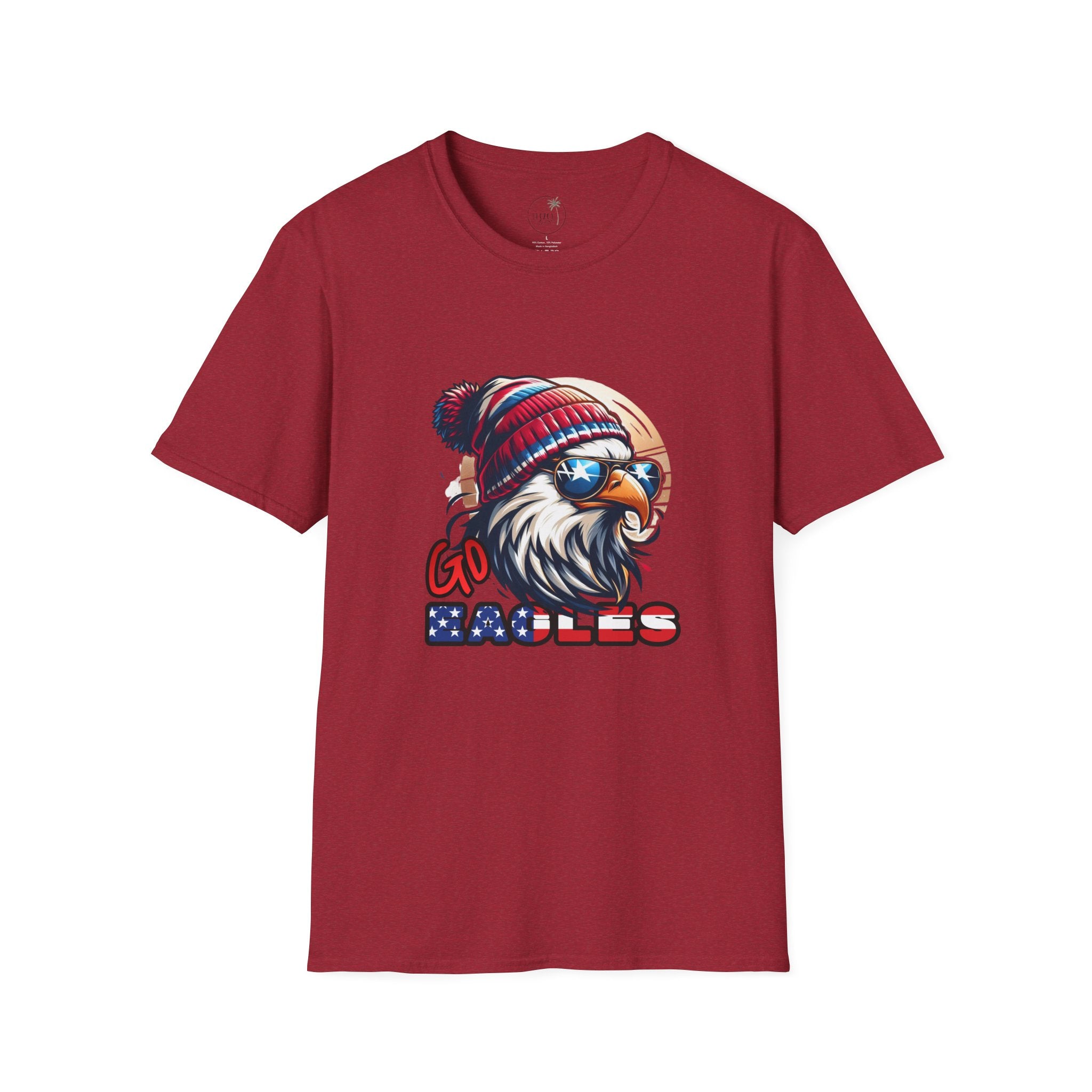 Patriotic Eagle with Beanie T-Shirt | American Flag Colors, Retro Illustration