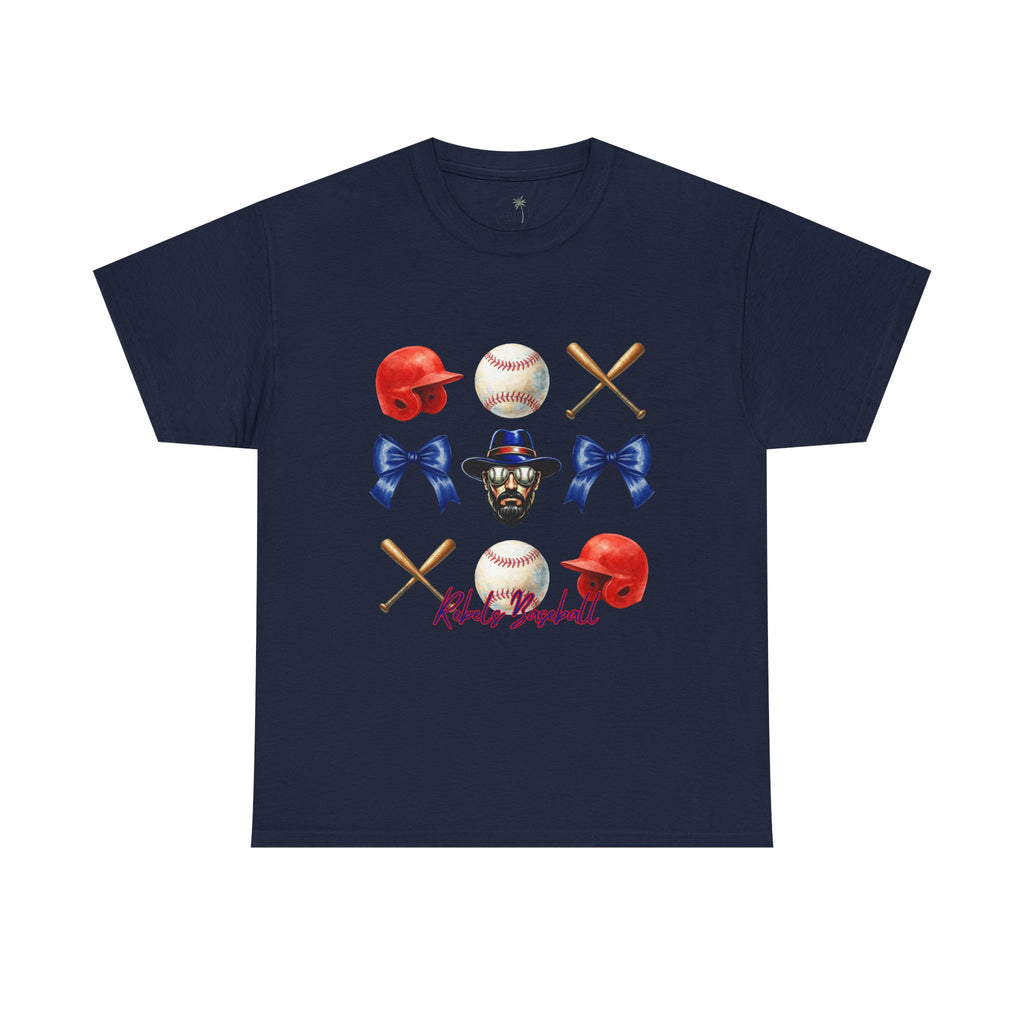 Rebels Baseball Helmet & Bats T-Shirt | Baseball Icons, Bow, Player Portrait