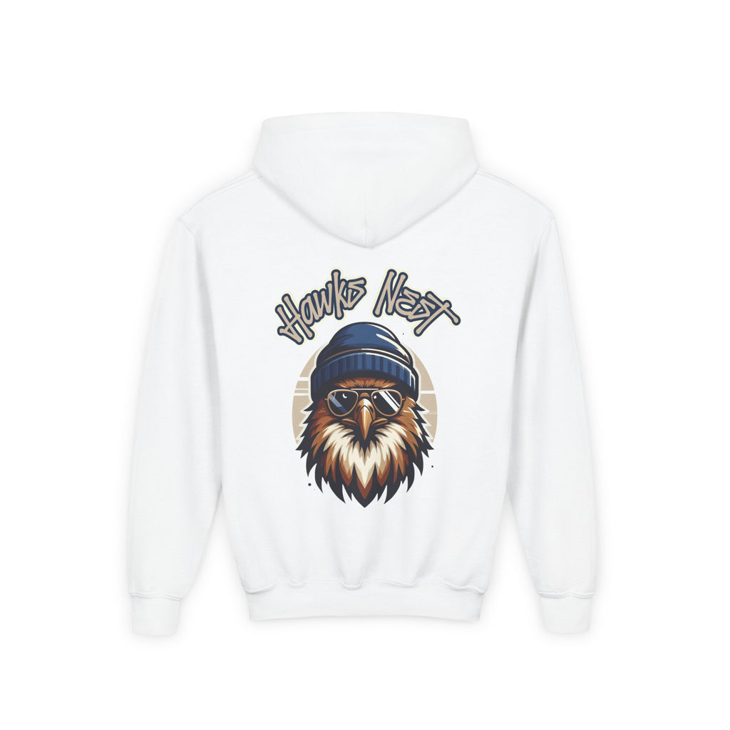Hawks Nest Eagle Beanie Illustration Hoodie | Youth Hooded Sweatshirt