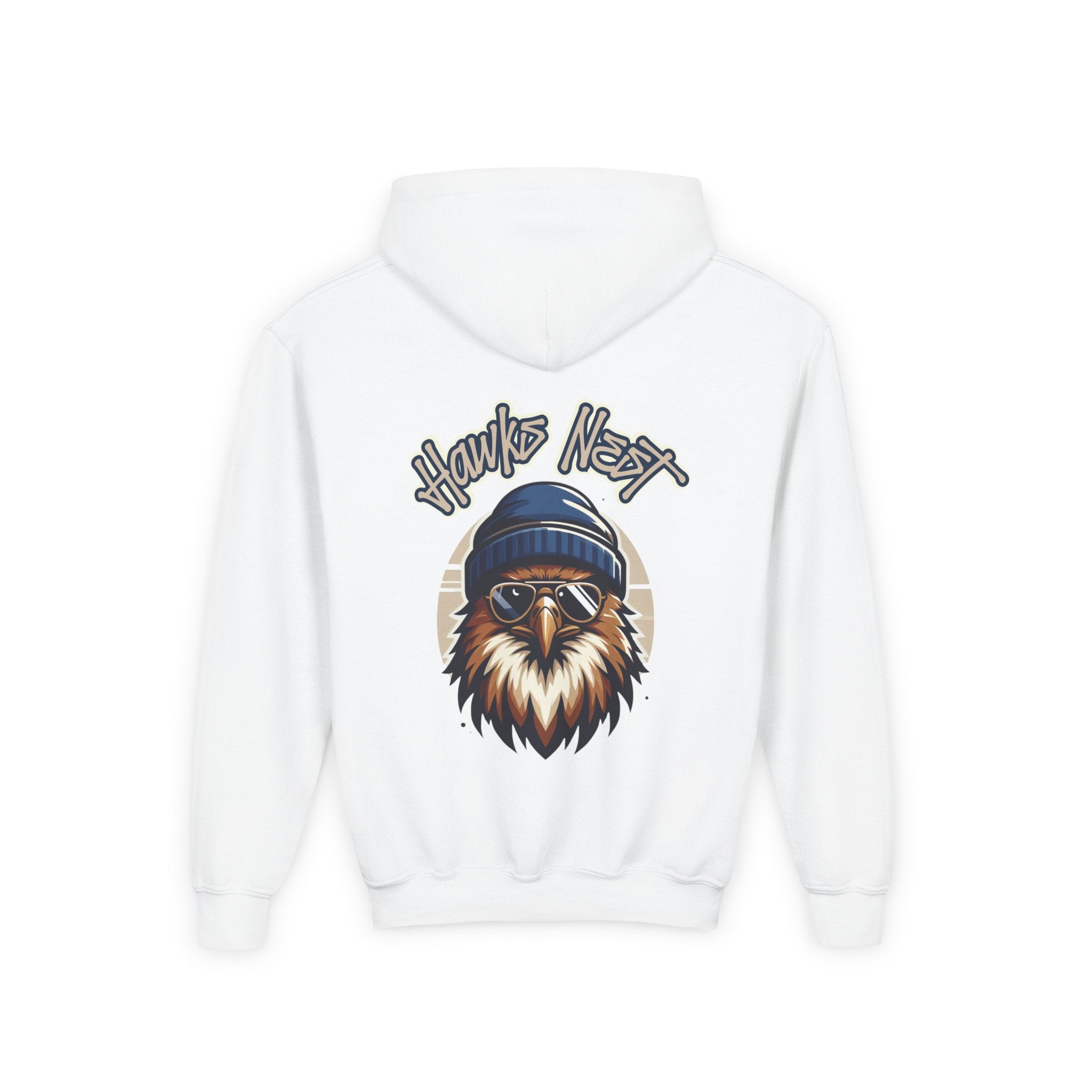 Hawks Nest Eagle Beanie Illustration Hoodie | Youth Hooded Sweatshirt