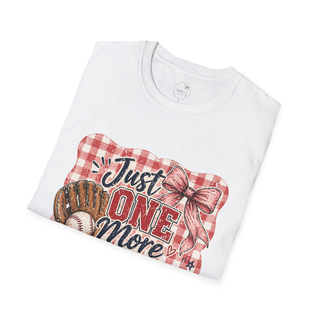 Preppy Travel Baseball Mom Shirt, Just One More Tournament Tee, Cute Girly Sports Mom Graphic, Game Day Outfit Shirt, Bow Baseball Tee