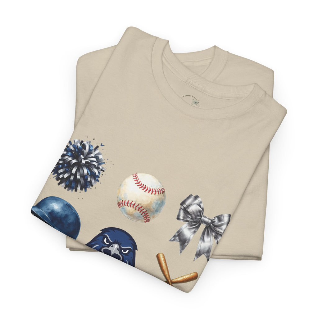 Freedom Falcon Baseball Icons Tee | Helmet, Bat, Ball,