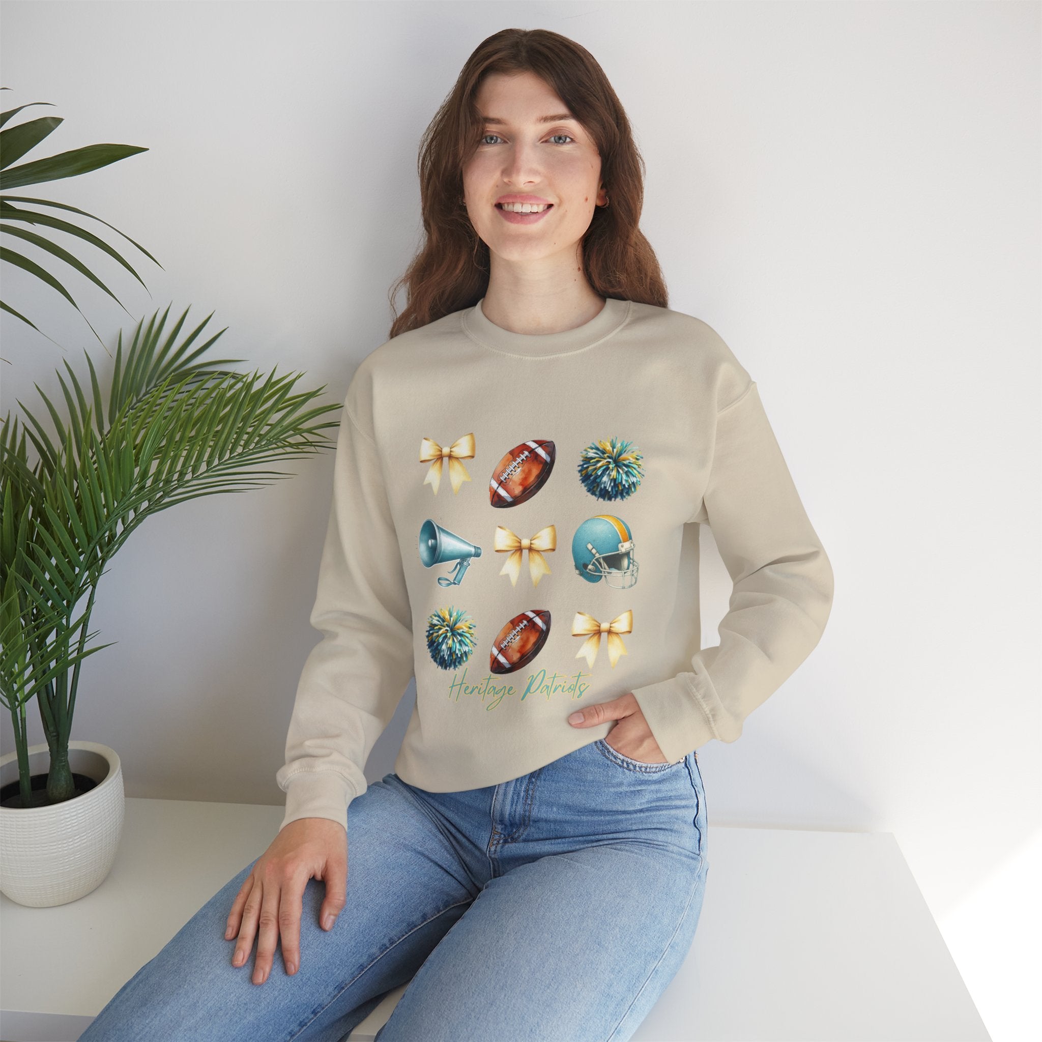Football Cheer Icons Sweatshirt | Helmet, Pom-Poms, Megaphone