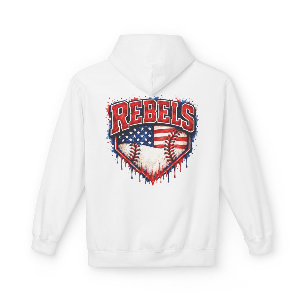 American Flag Baseball Home Plate Rebels Hoodie | Dripping USA Baseball Design