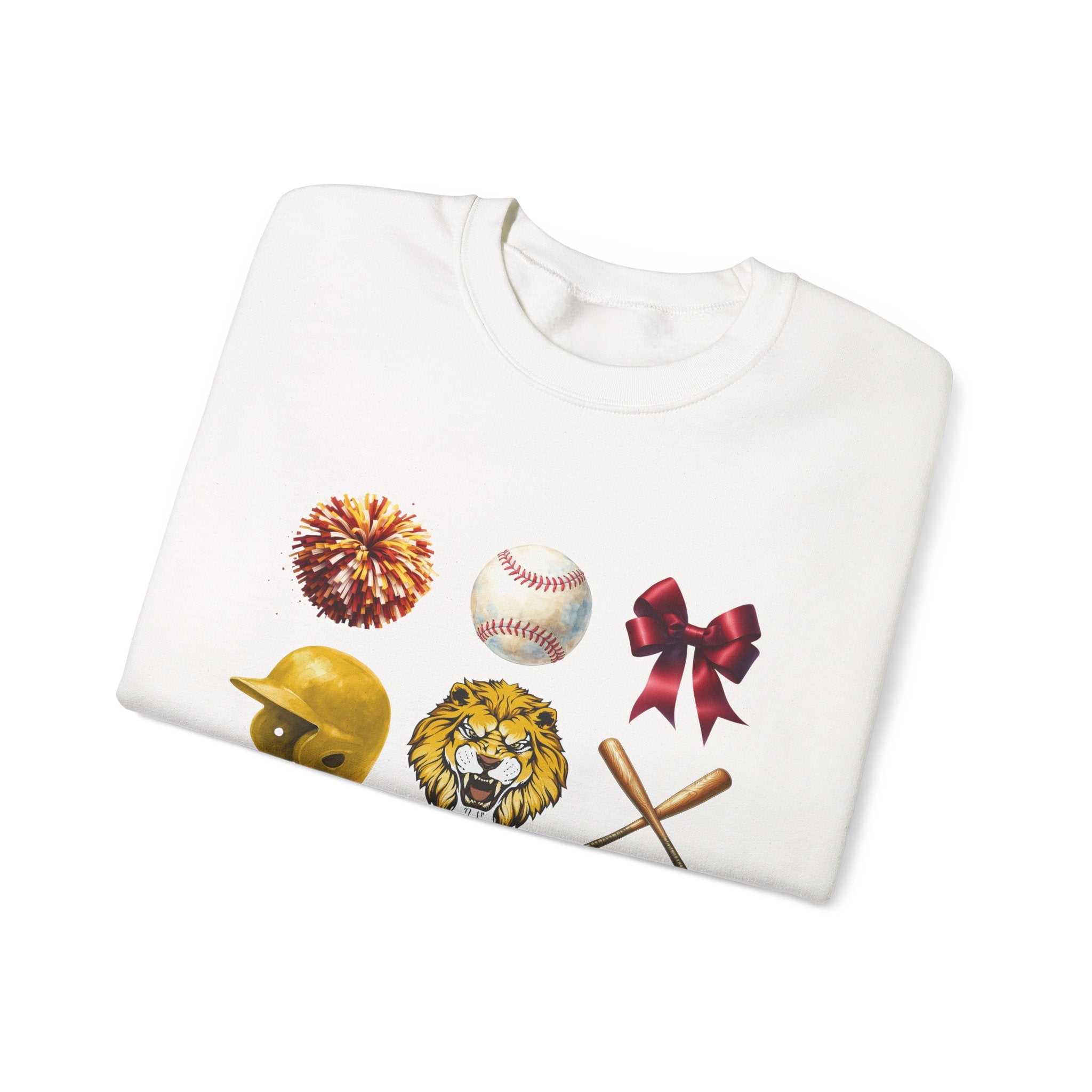 Liberty Lions baseball icons Sweatshirt | lion helmet bats bow pom pom