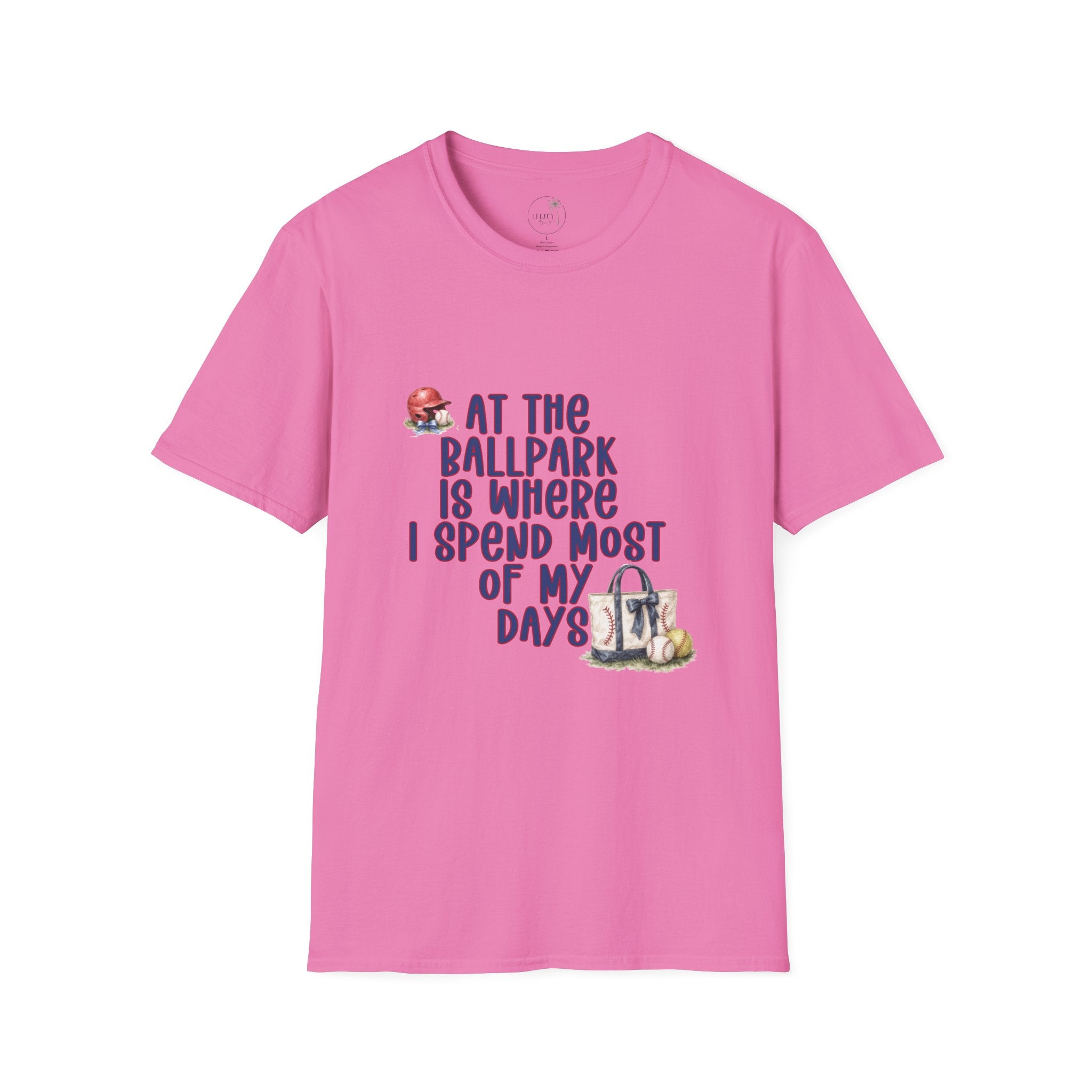 Baseball Fan T-Shirt — "At the Ballpark Is Where I Spend Most of My Days" Graphic Tee