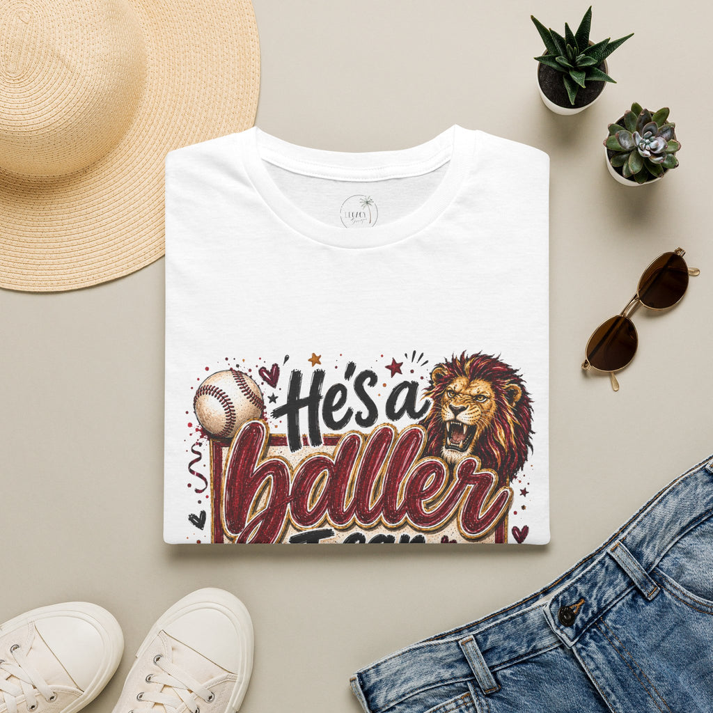 He's a Baller Lion baseball T-Shirt | Sports graphic tee