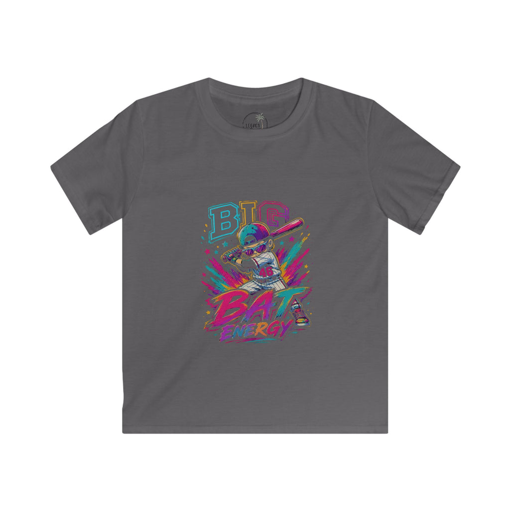 Big Bat Energy Kids Tee | Neon Baseball Bat Graphic, Youth Sport Shirt
