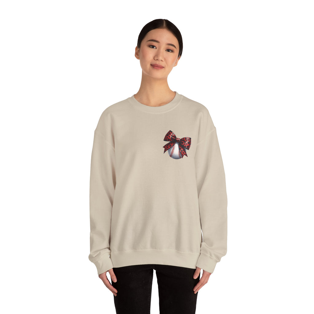 Rebels Leopard Bow Crewneck Sweatshirt | Baseball Graphic