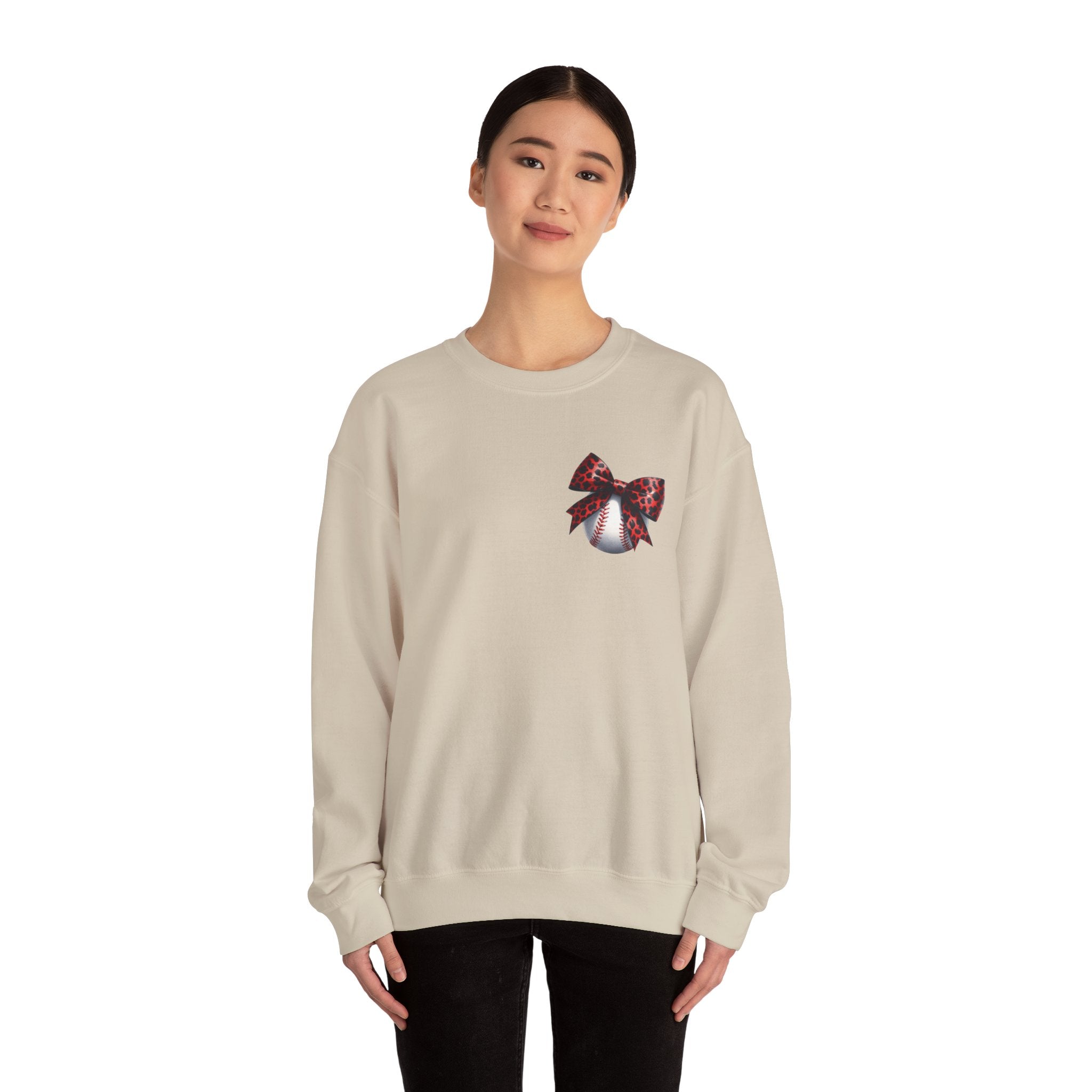 Rebels Leopard Bow Crewneck Sweatshirt | Baseball Graphic