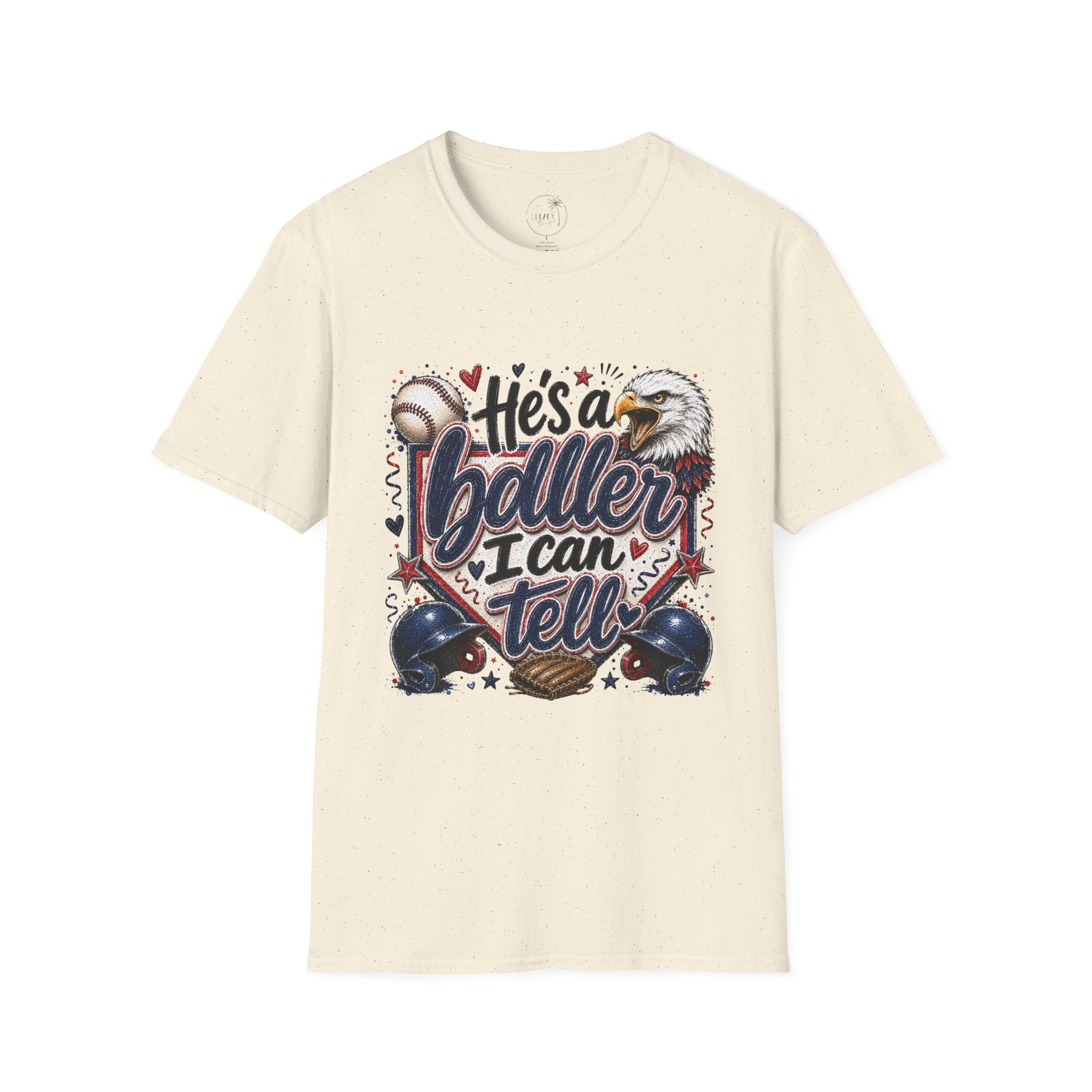 EAGLES-"He's a Ball-er I Can Tell" Patriotic Eagle Design Baseball Mom T‑Shirt —