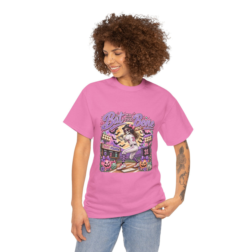 Bat to the Bone Halloween Softball Tee | Vintage Pumpkins
