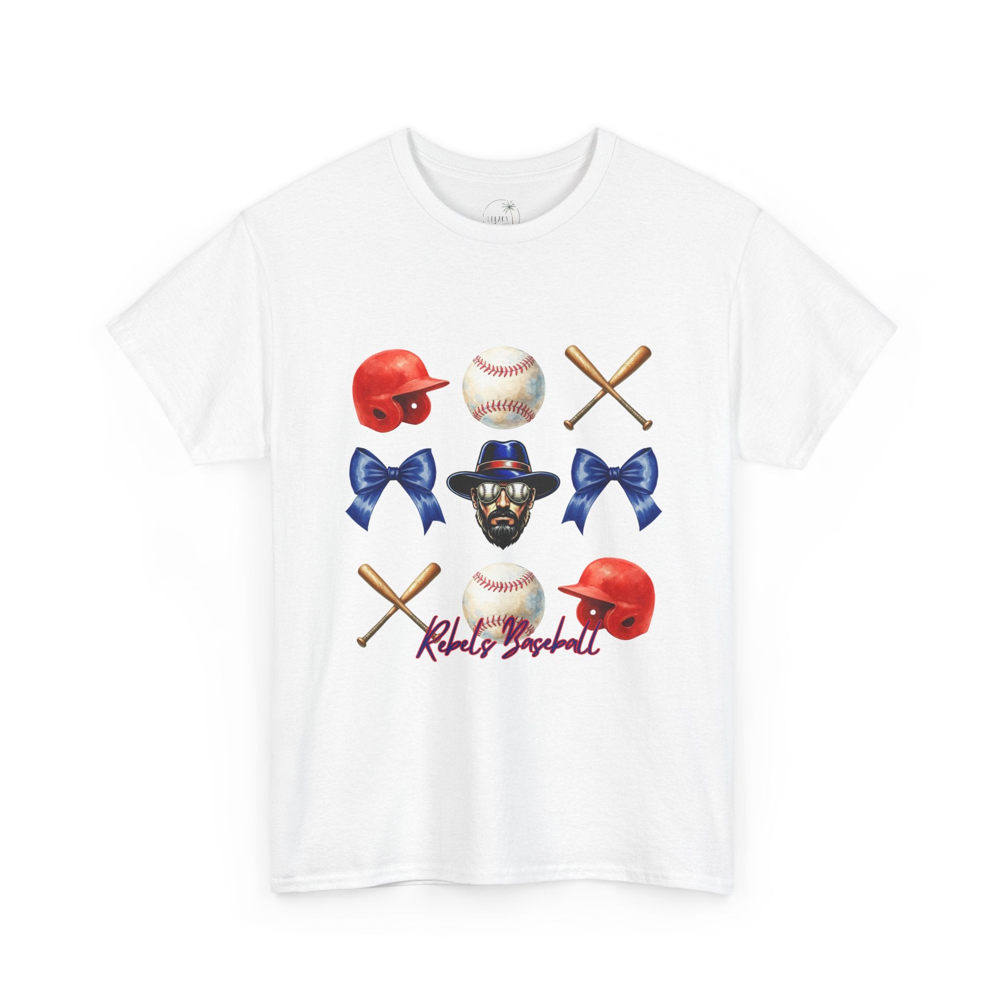 Rebels Baseball Helmet & Bats T-Shirt | Baseball Icons, Bow, Player Portrait