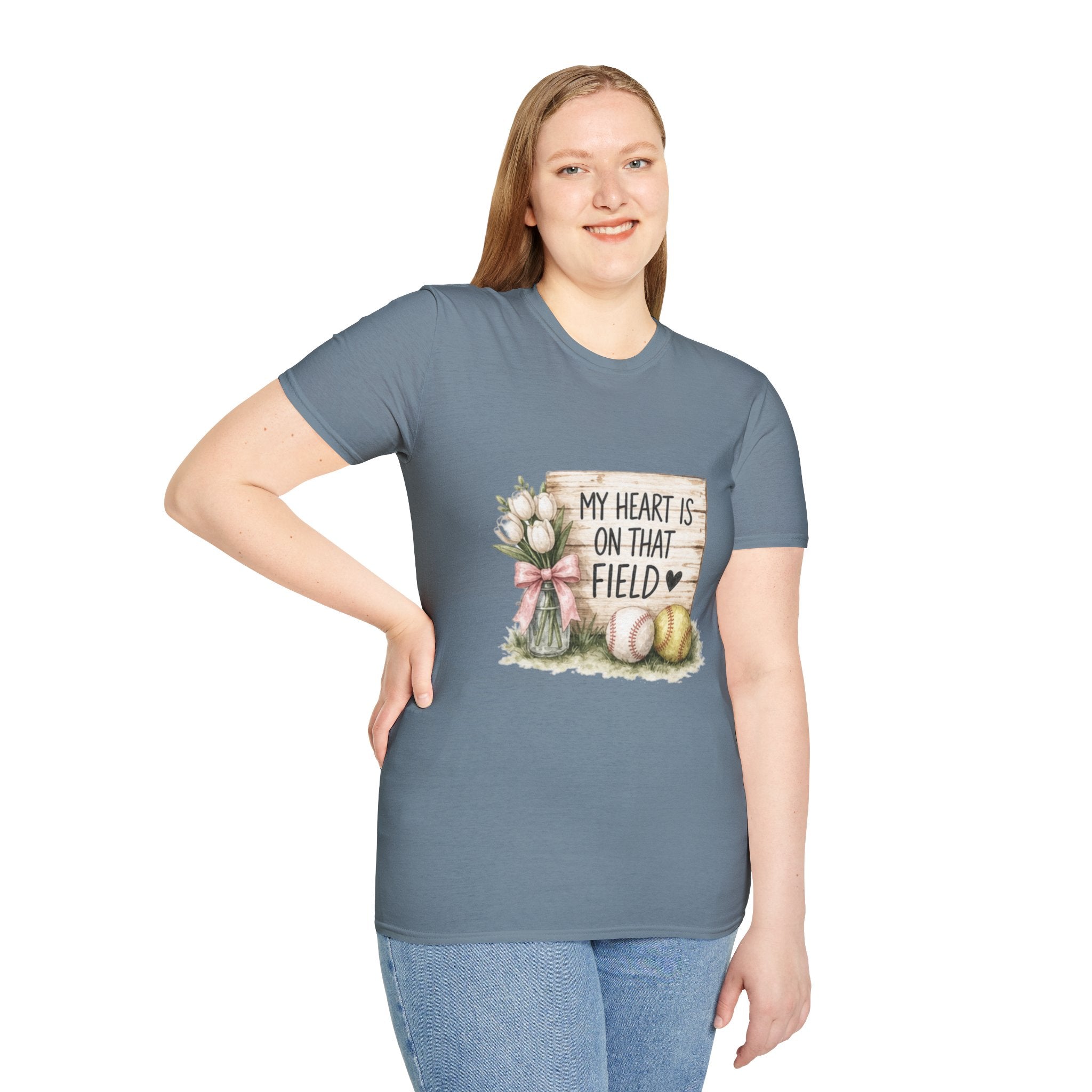 My Heart Is On That Field T-Shirt | Baseball Softball Mom Design