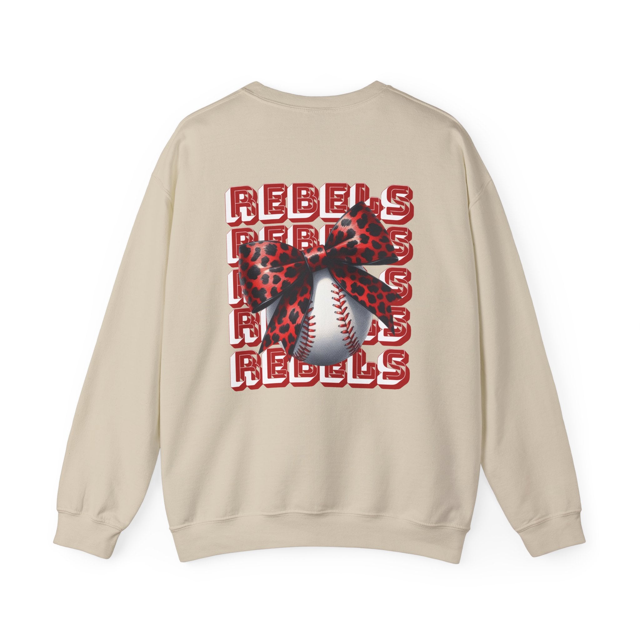 Rebels Leopard Bow Crewneck Sweatshirt | Baseball Graphic