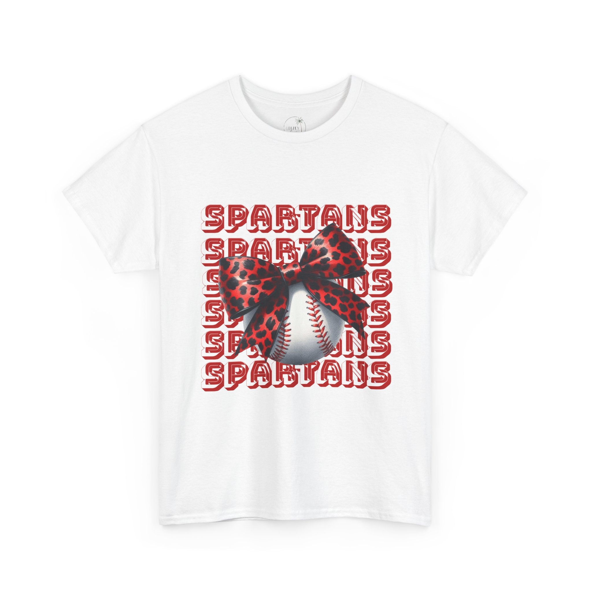 Spartans Leopard Bow Baseball Tee | Sports Team Graphic Shirt