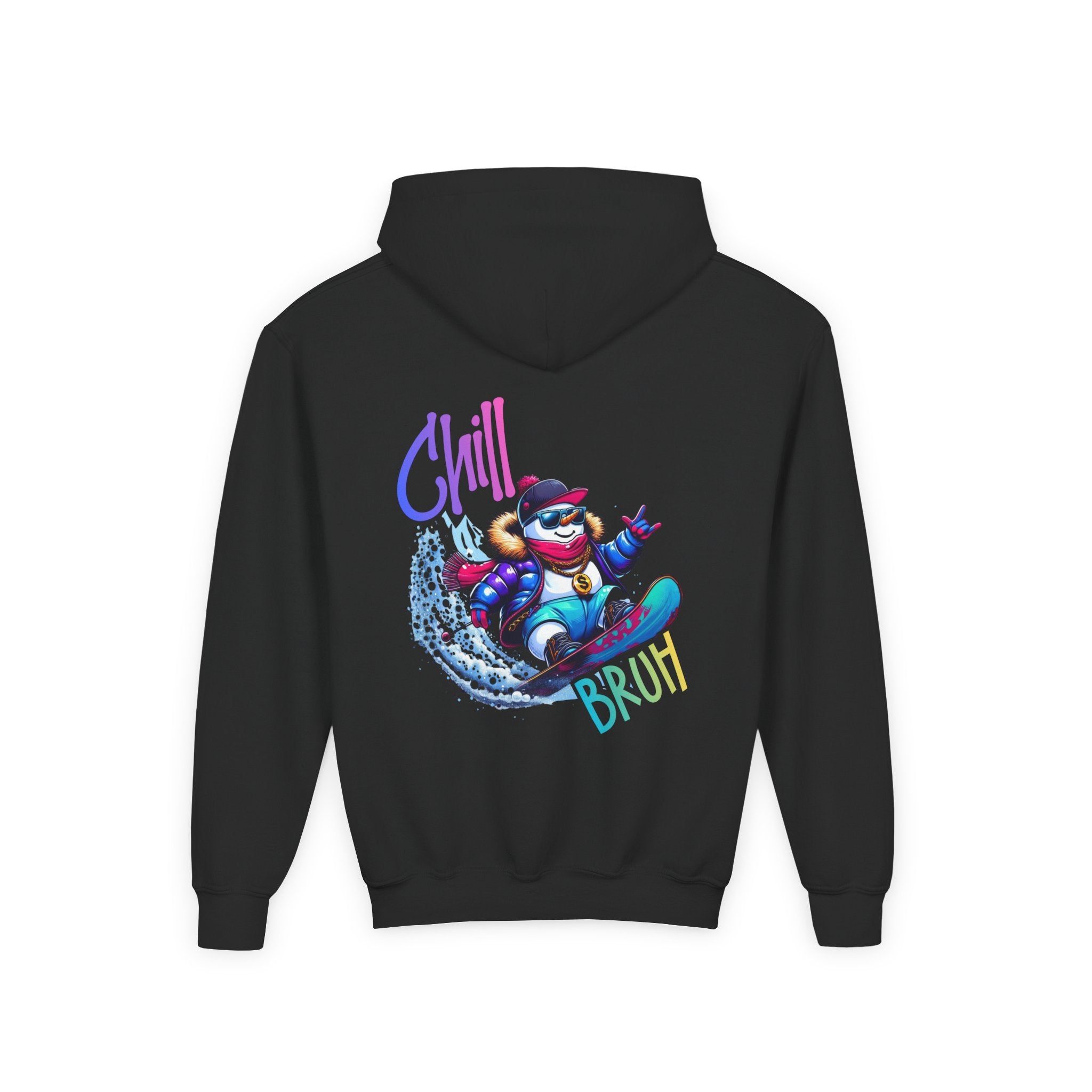 Chill Bruh Snowboarding Character Hoodie | Youth Hooded Sweatshirt