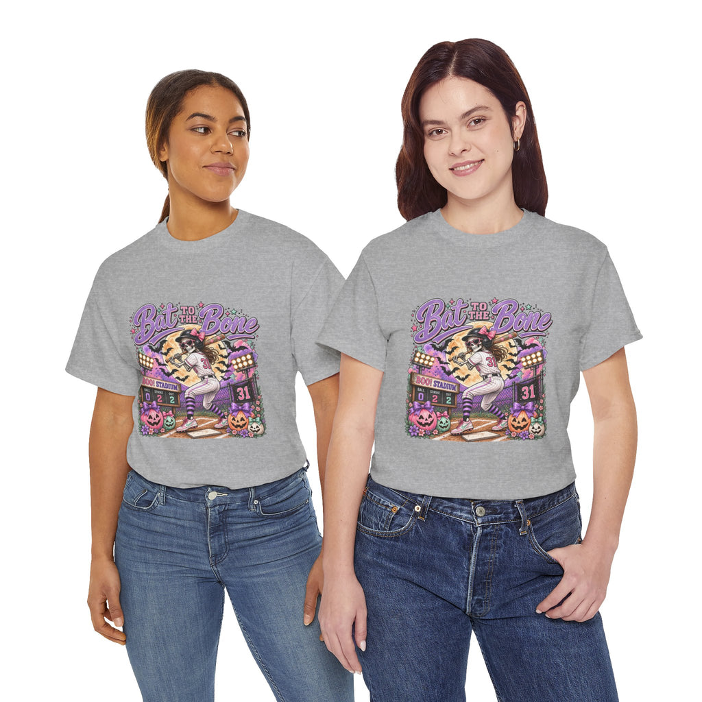 Bat to the Bone Halloween Softball Tee | Vintage Pumpkins