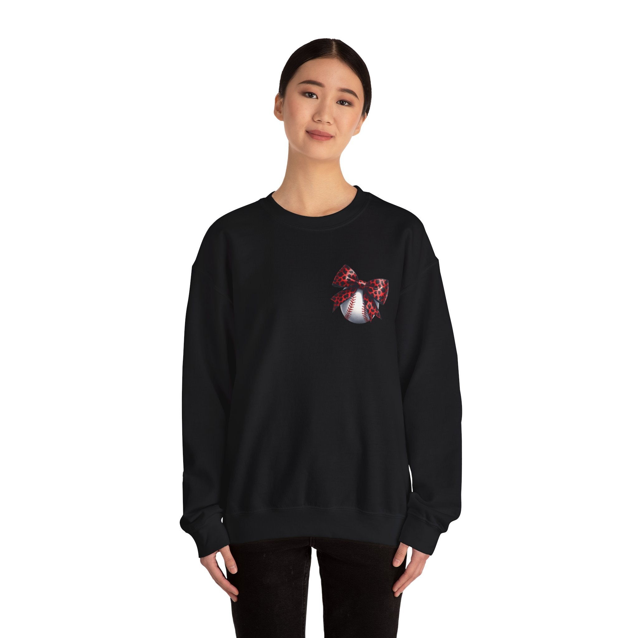 Rebels Leopard Bow Crewneck Sweatshirt | Baseball Graphic