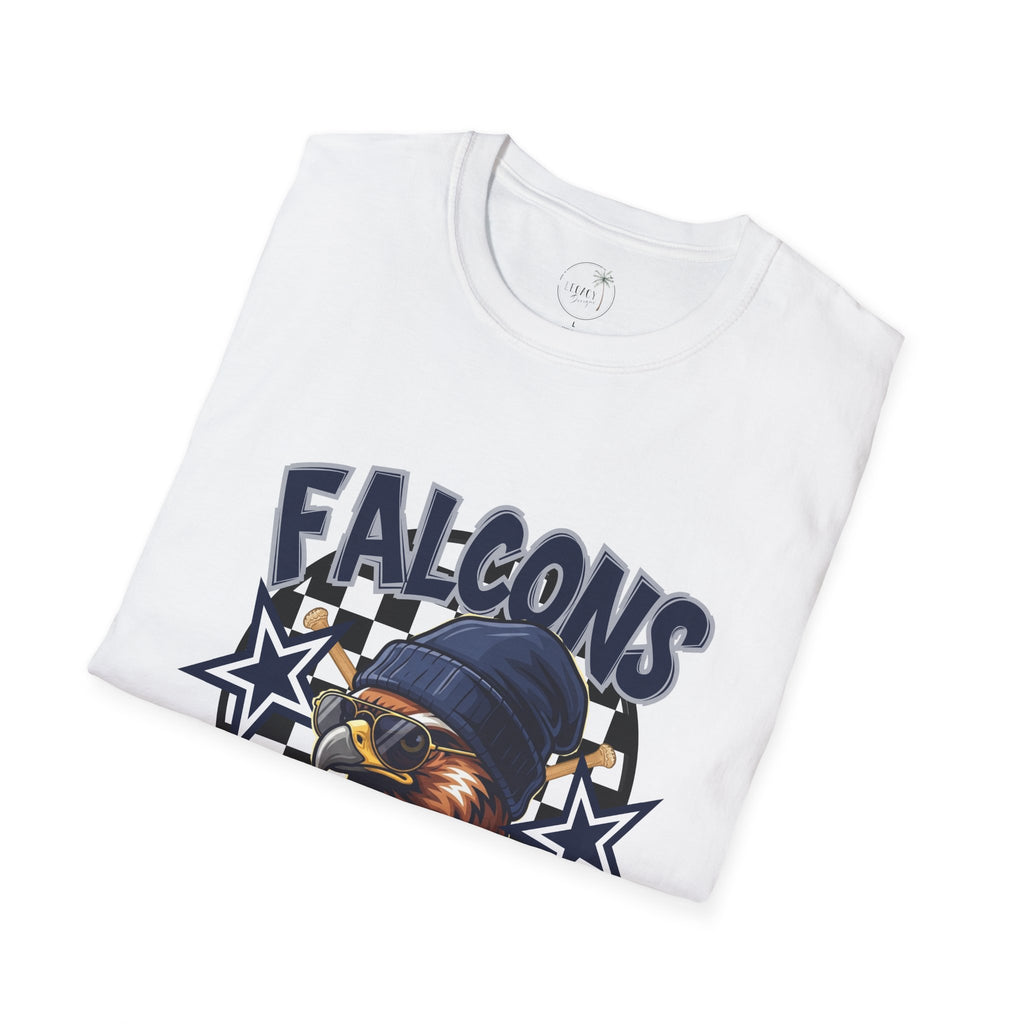 Falcons Eagle Baseball T-Shirt | Checkerboard Stars, Bat Helmet Sports Design