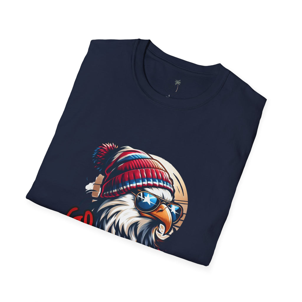 Patriotic Eagle with Beanie T-Shirt | American Flag Colors, Retro Illustration