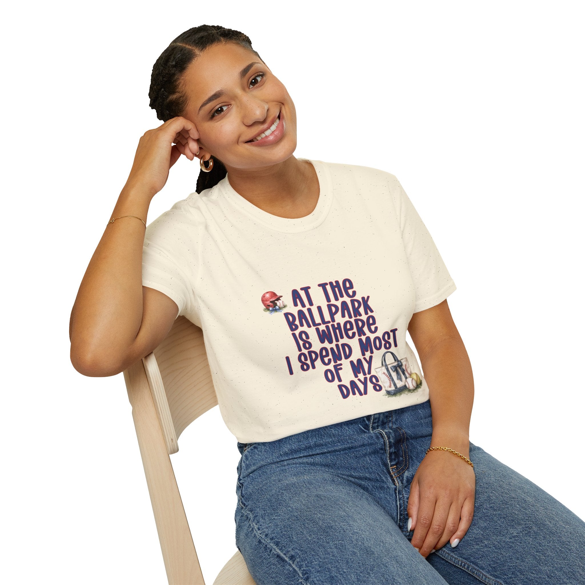 Baseball Fan T-Shirt — "At the Ballpark Is Where I Spend Most of My Days" Graphic Tee