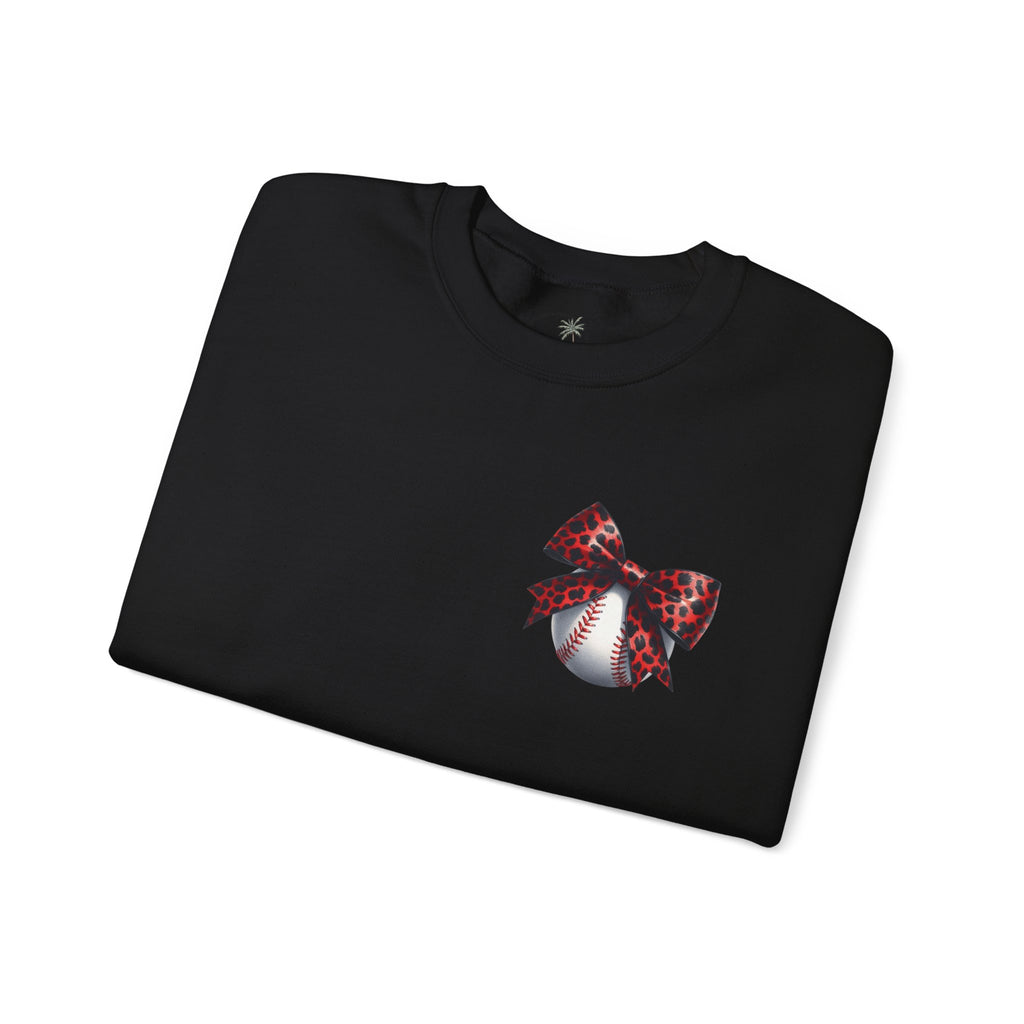 Rebels Leopard Bow Crewneck Sweatshirt | Baseball Graphic