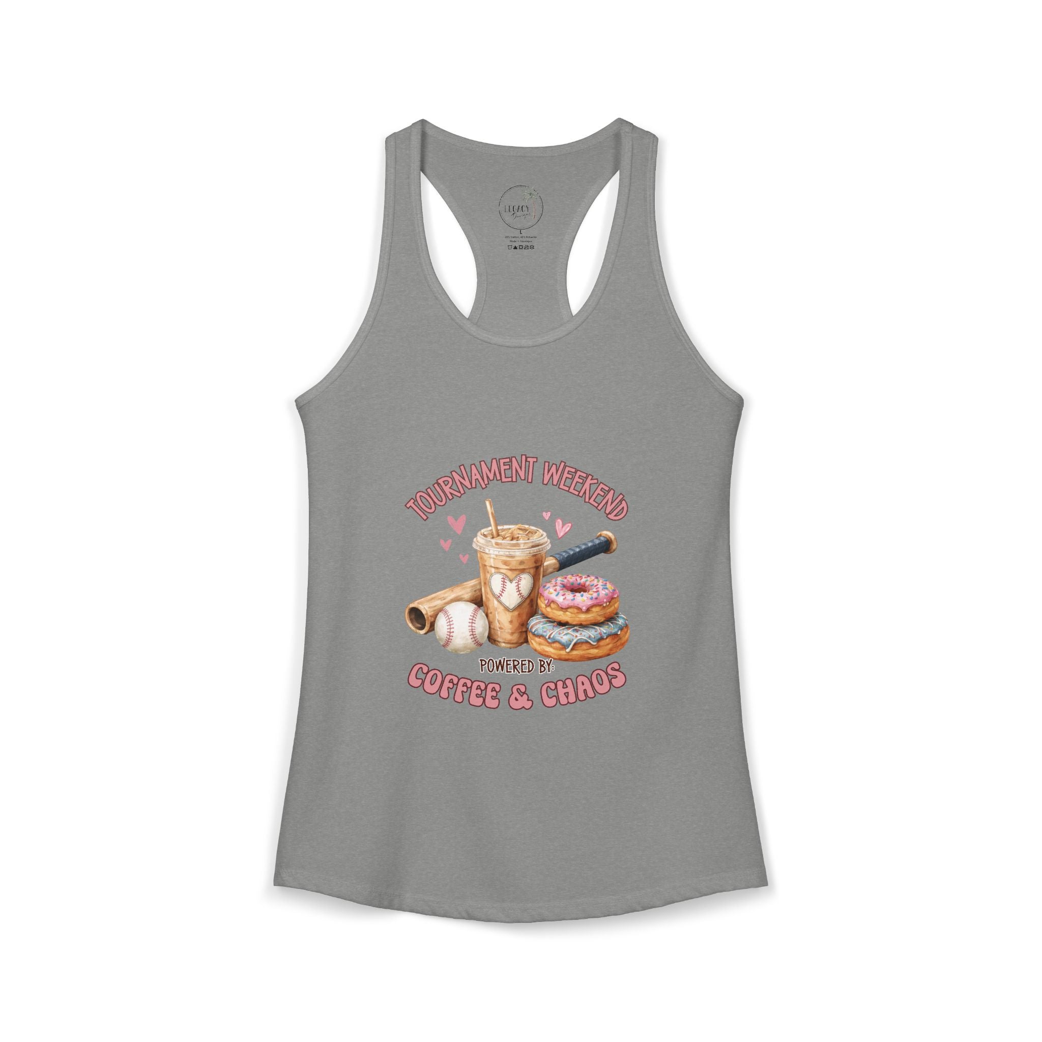 Travel Ball Mom Tank Coffee & Chaos Tournament Tank Women's Ideal Racerback Tank