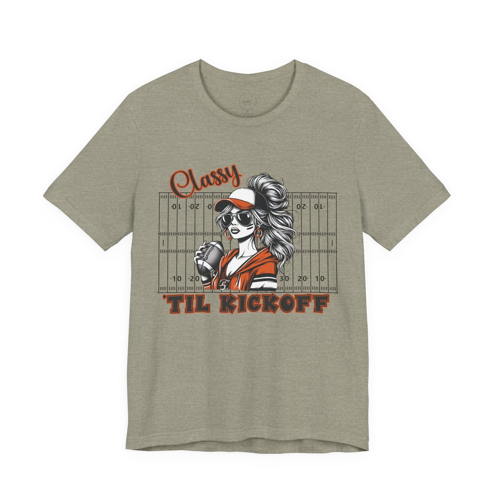 Classy Til Kickoff Football T-Shirt | Womens Game Day Tee | Cute Football Mom Shirt | Tailgate Outfit Fall Sports Fan Gift