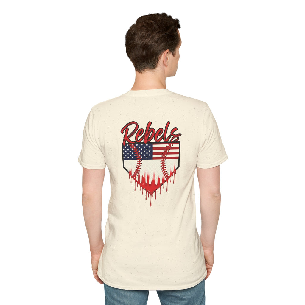 Rebels American Flag Baseball T-Shirt |American Flag Home Plate Drip Design