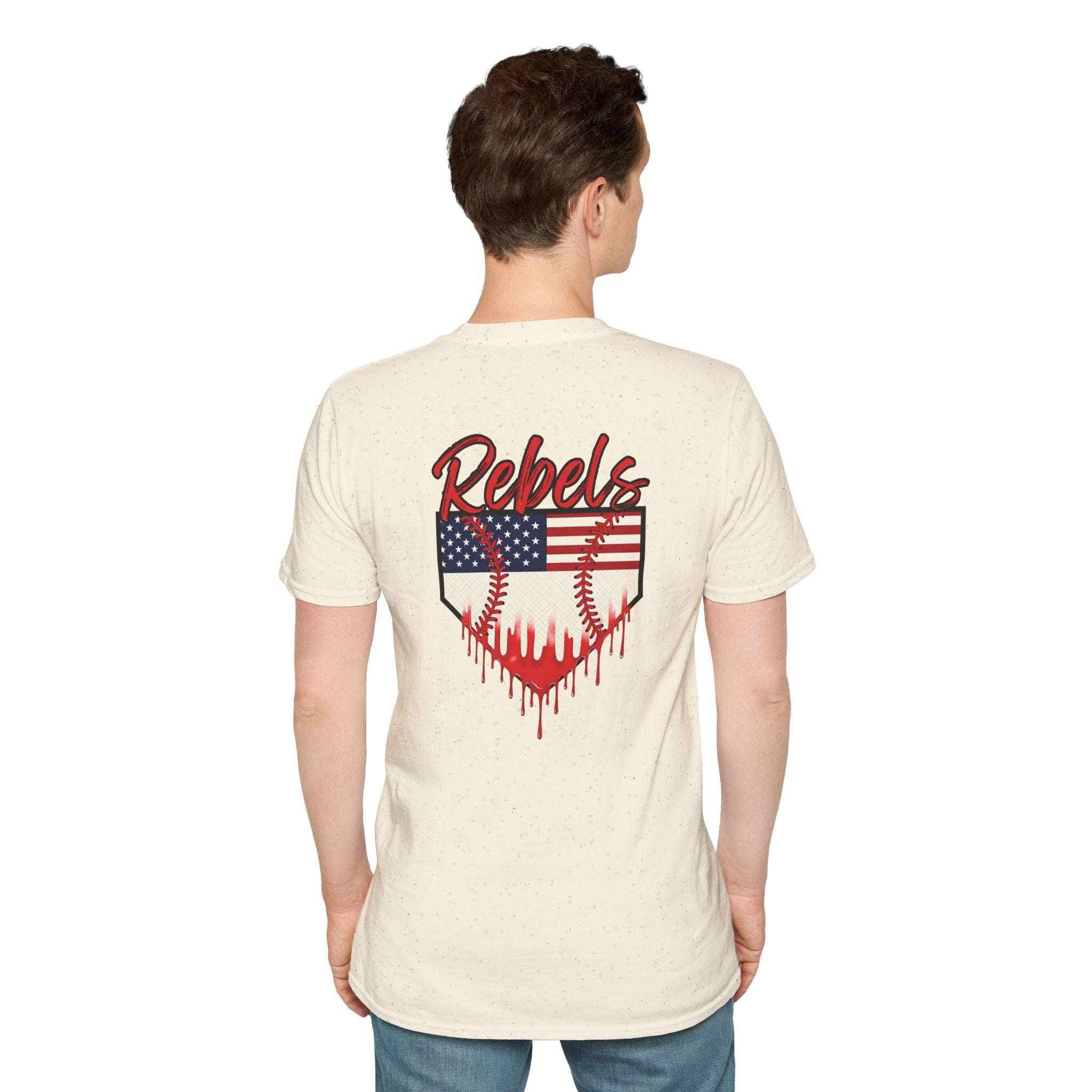 Rebels American Flag Baseball T-Shirt |American Flag Home Plate Drip Design