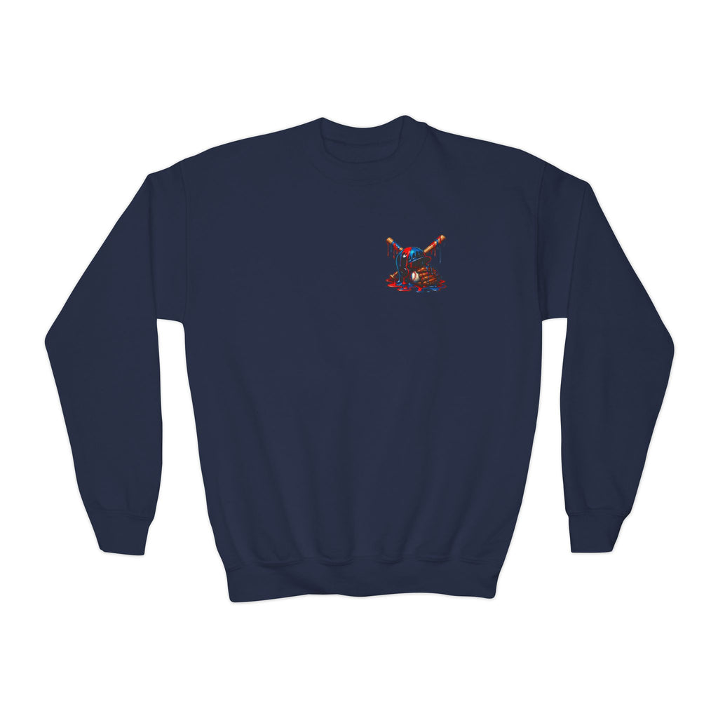 Drip Baseball Helmet Youth Sweatshirt | Drip Graphic, Sports Skull