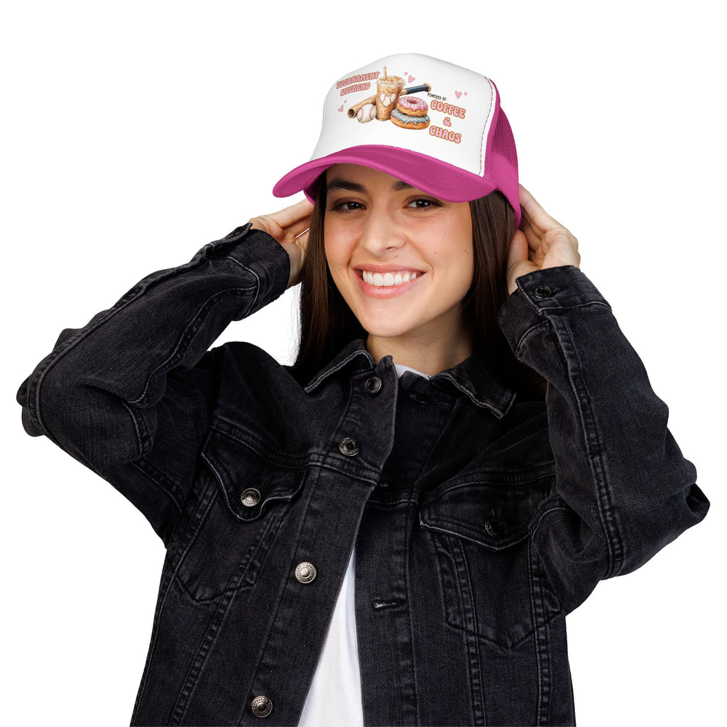 Tournament Weekend Trucker Hat — "Fueled by Coffee & Chaos" Baseball Cap