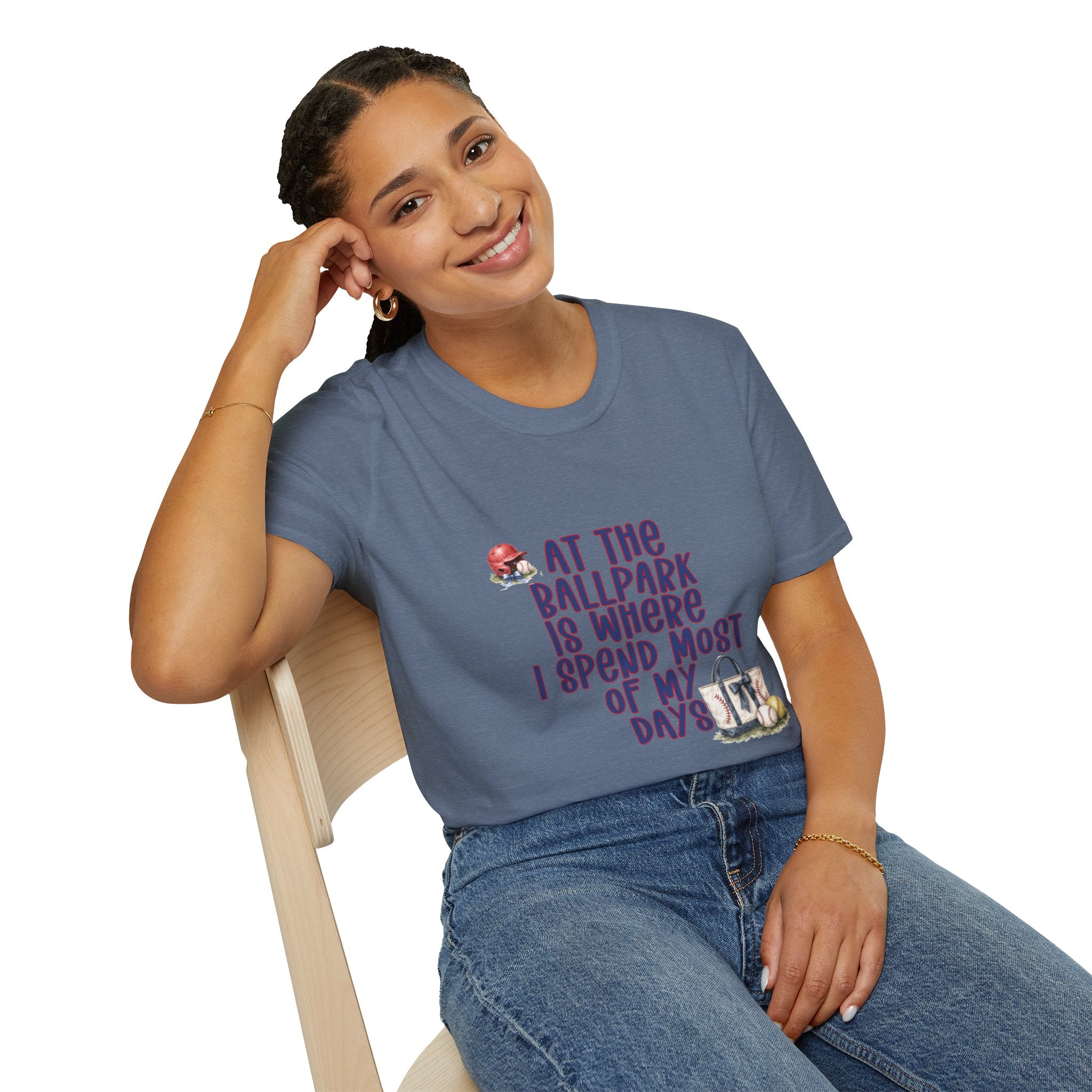 Baseball Fan T-Shirt — "At the Ballpark Is Where I Spend Most of My Days" Graphic Tee