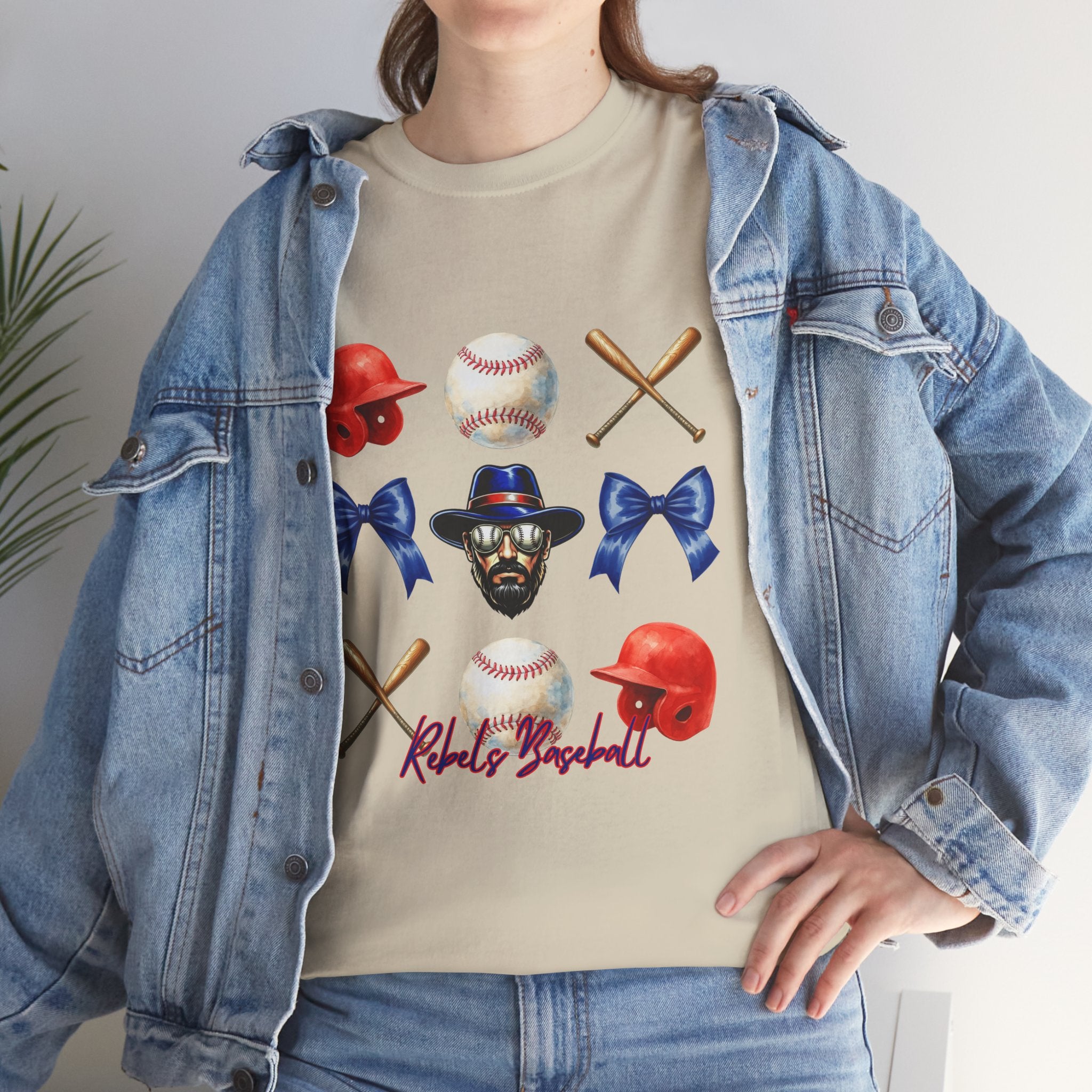 Rebels Baseball Helmet & Bats T-Shirt | Baseball Icons, Bow, Player Portrait