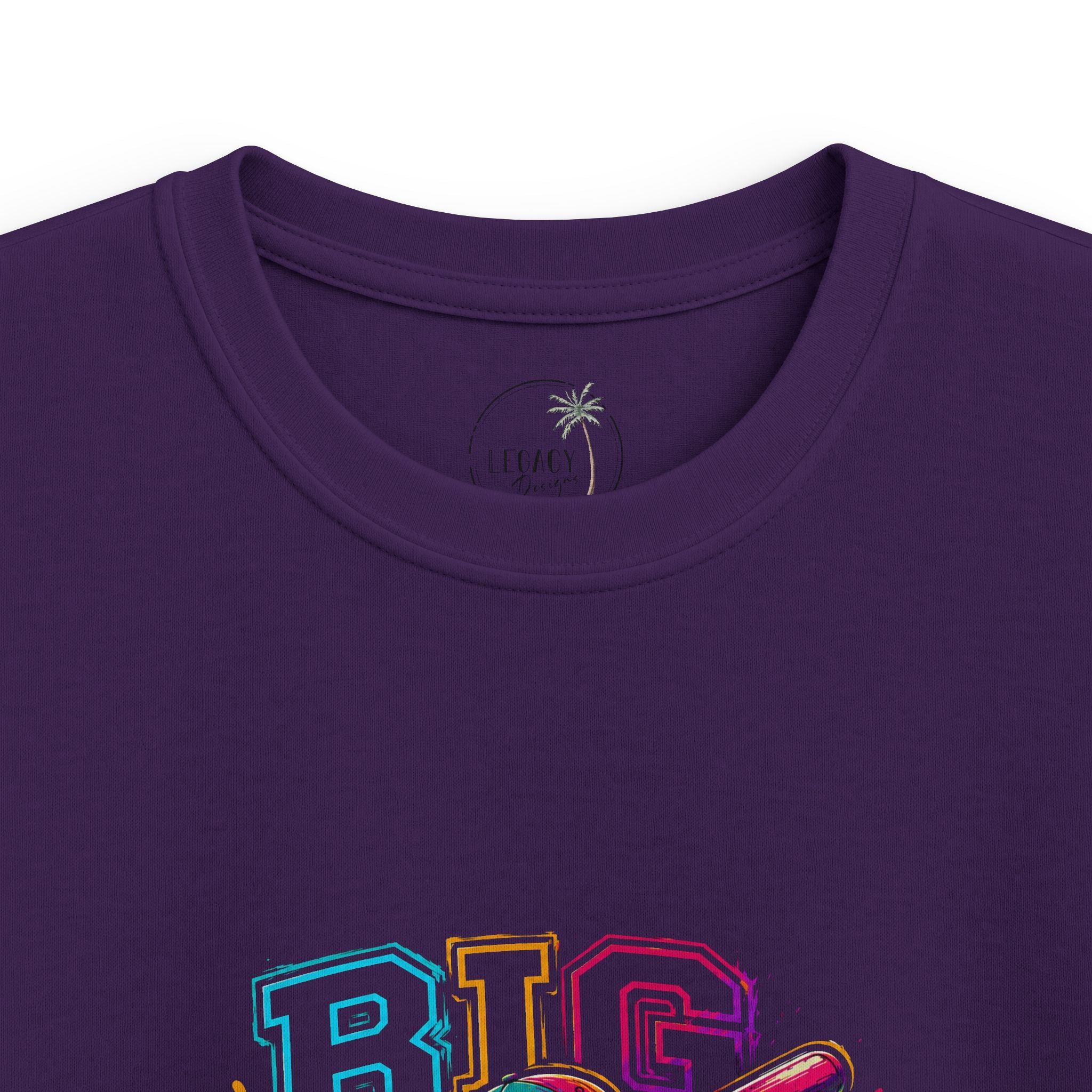 Big Bat Energy Kids Tee | Neon Baseball Bat Graphic, Youth Sport Shirt
