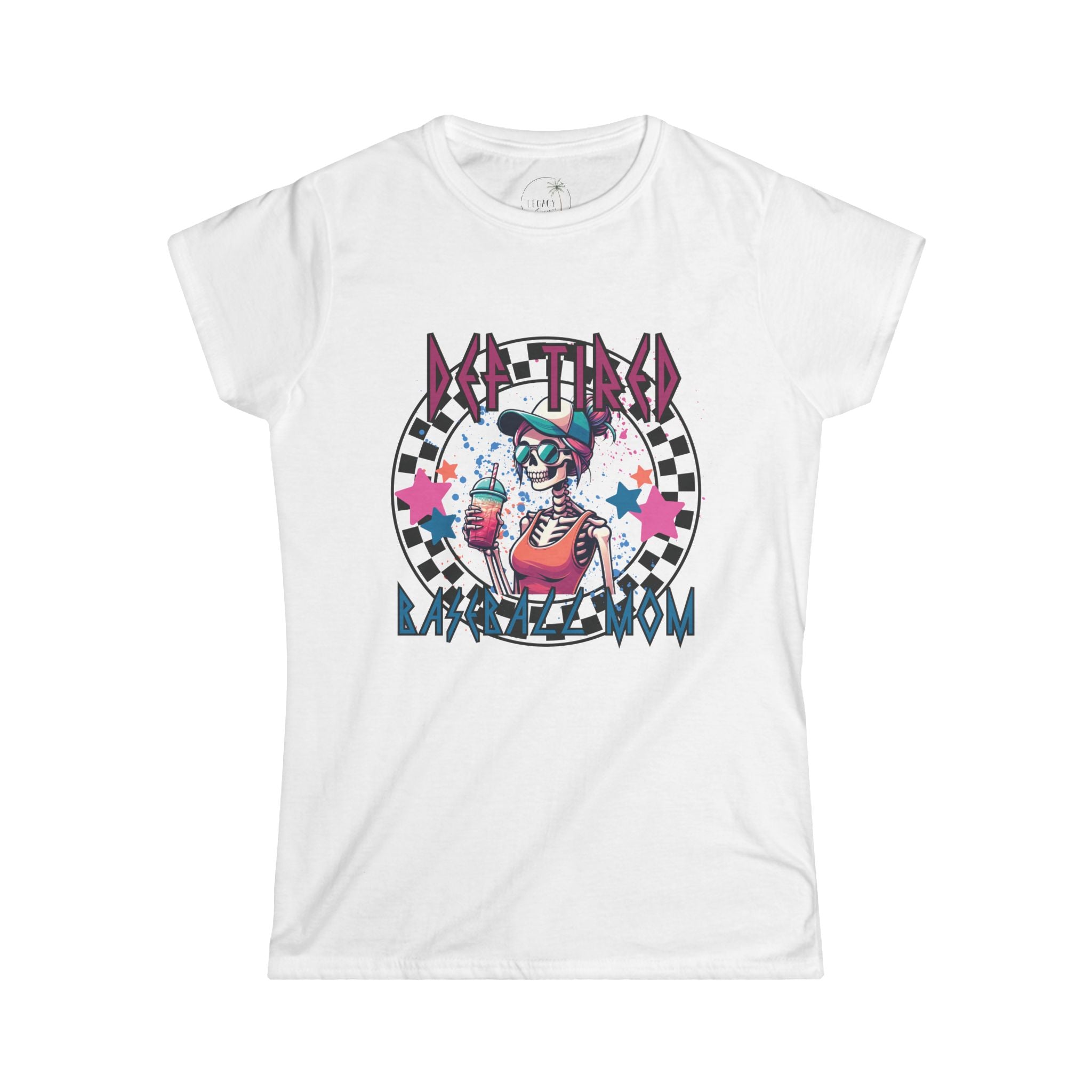 Def Tired Baseball Mom Tee | Checkerboard Punk Aesthetic